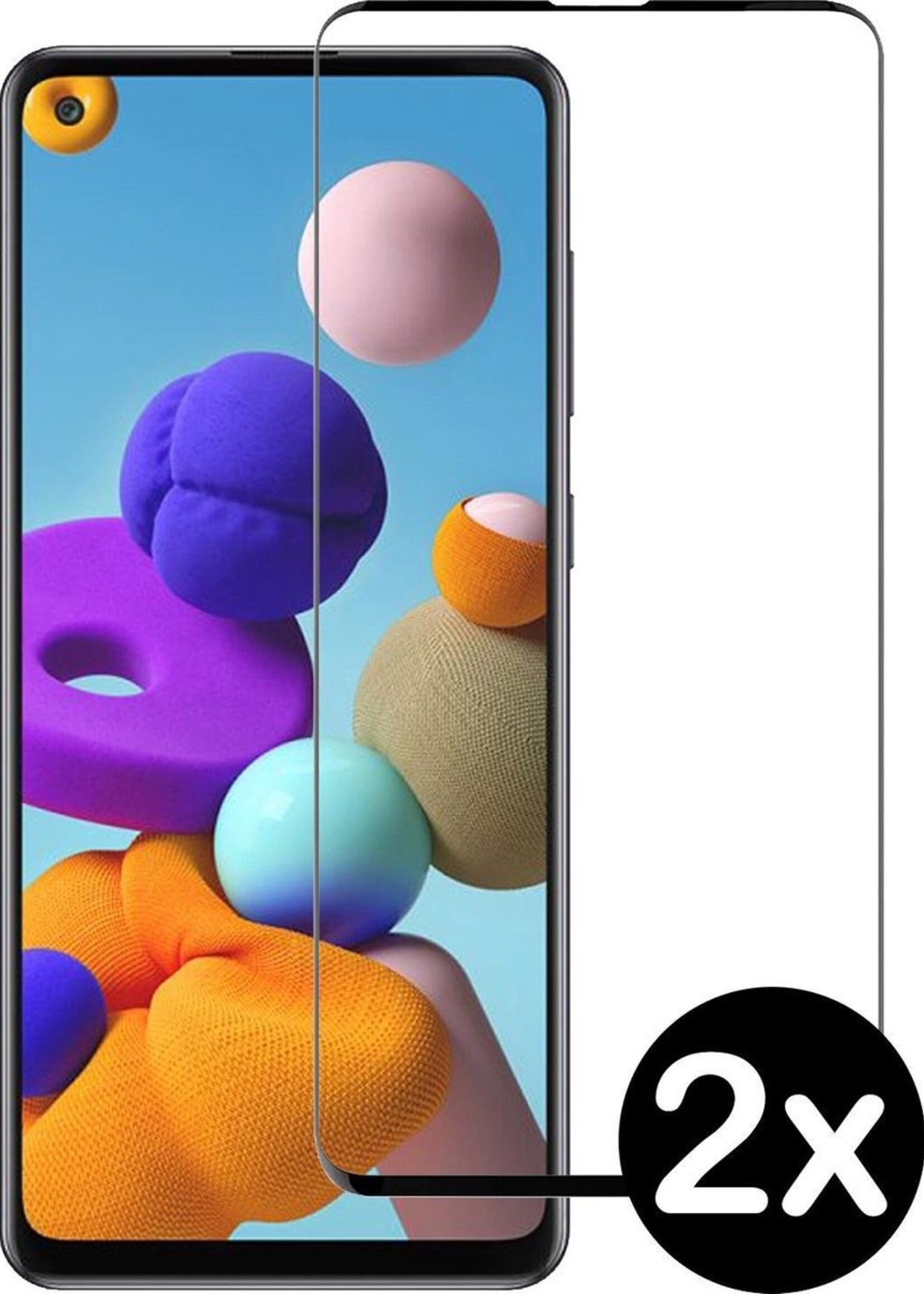 BTH Screenprotector Geschikt voor Samsung A21s Screenprotector Glas Gehard Tempered Glass Full Cover - Screenprotector Geschikt voor Samsung Galaxy A21s Screen Protector Screen Cover - 2 PACK