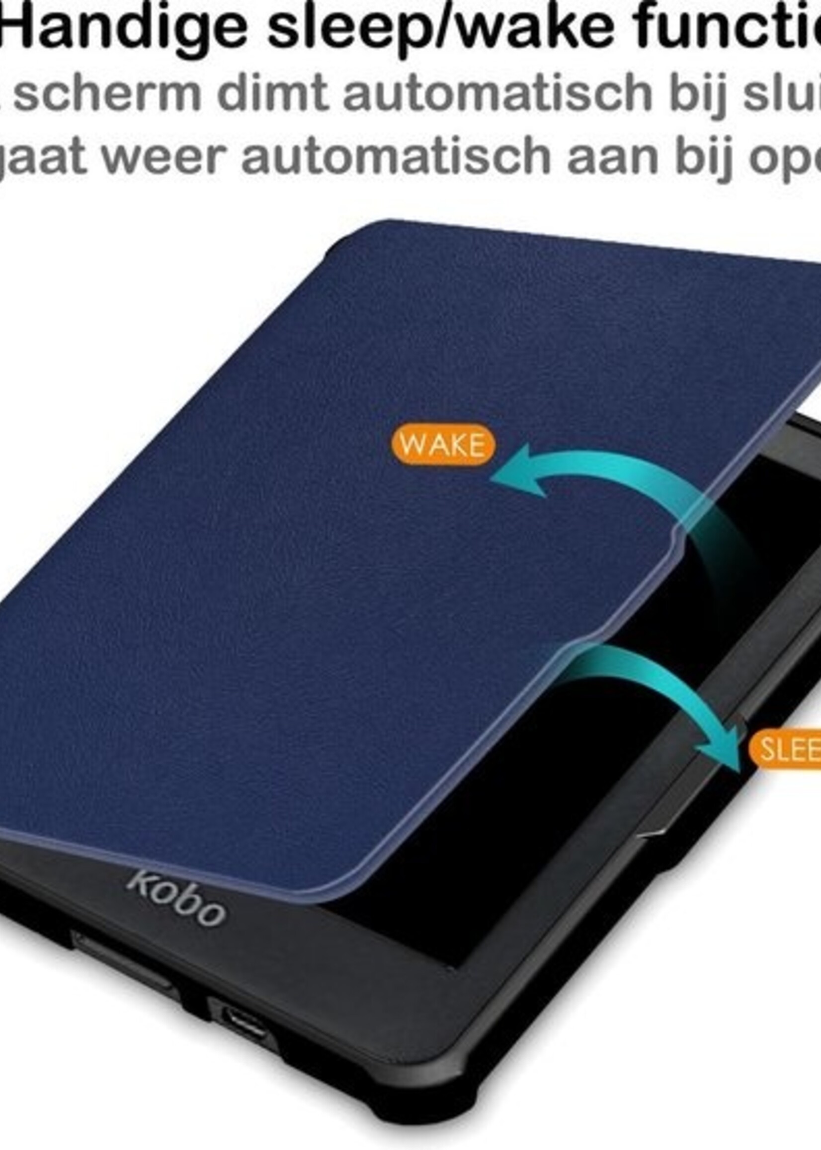 BTH Hoesje Geschikt voor Kobo Clara HD Hoesje Luxe Bescherm Case - Hoes Geschikt voor Kobo Clara HD Hoes Book Cover - Blauw