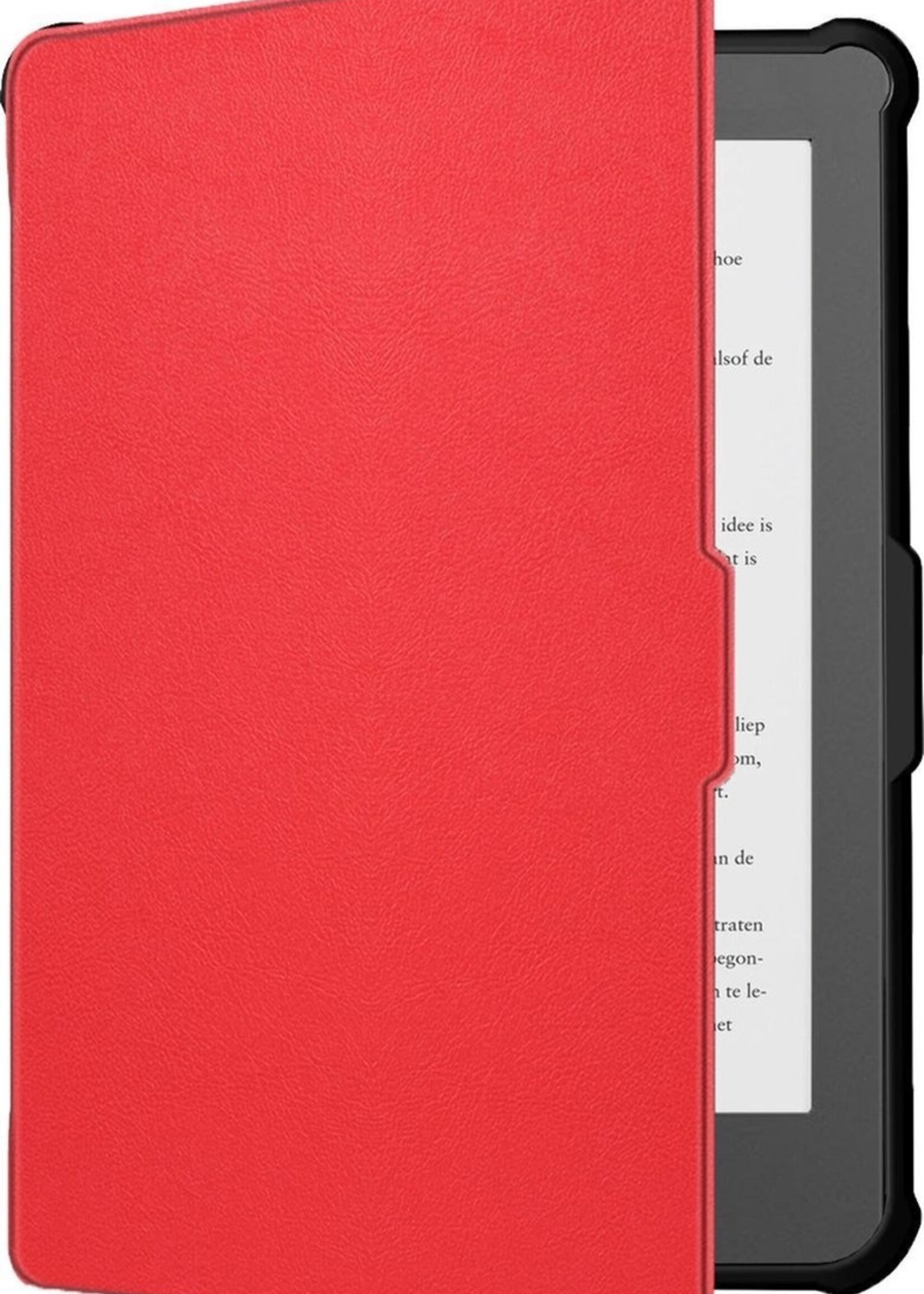 BTH Hoesje Geschikt voor Kobo Clara HD Hoesje Luxe Bescherm Case - Hoes Geschikt voor Kobo Clara HD Hoes Book Cover - Rood