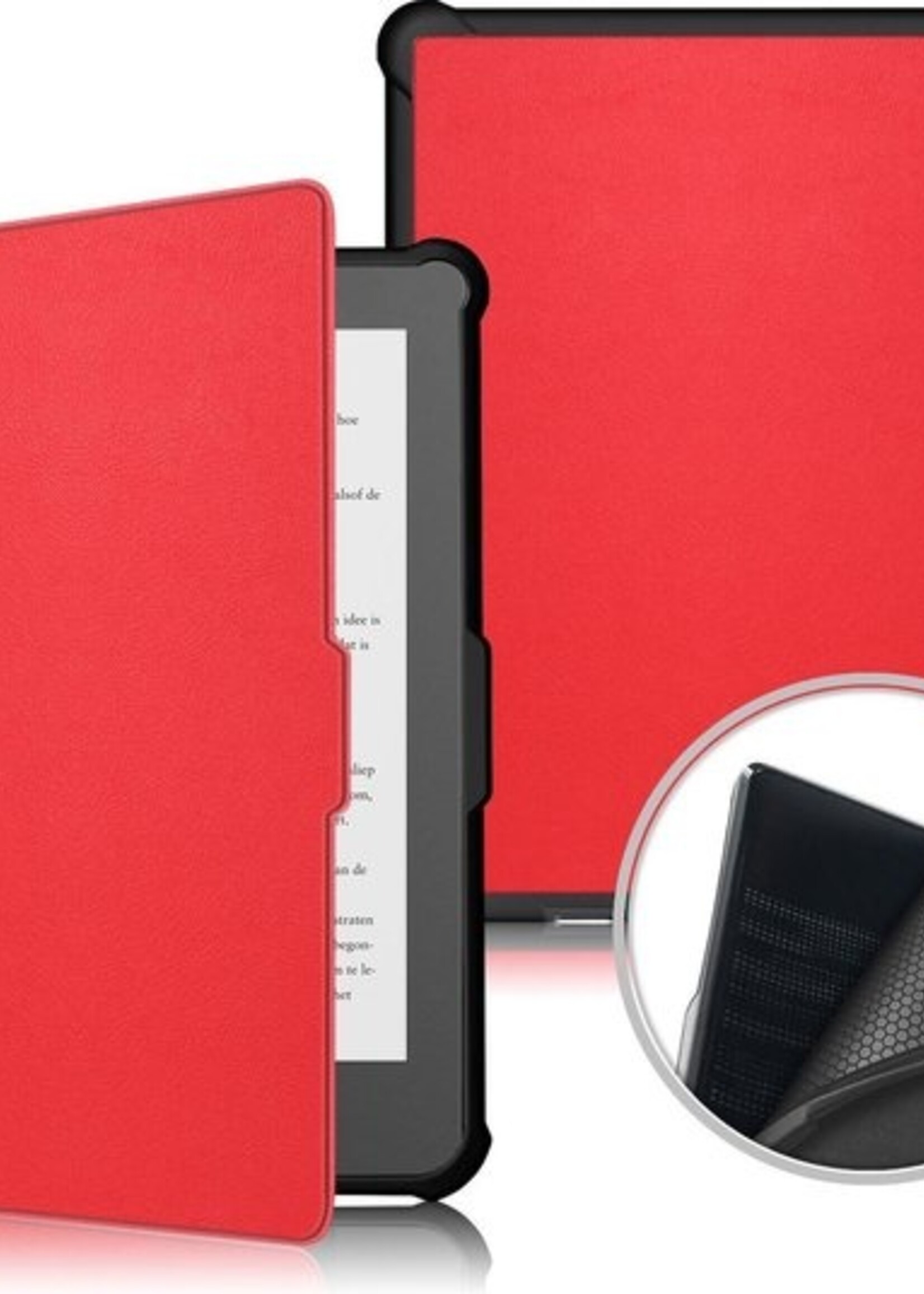 BTH Hoesje Geschikt voor Kobo Clara HD Hoesje Luxe Bescherm Case - Hoes Geschikt voor Kobo Clara HD Hoes Book Cover - Rood