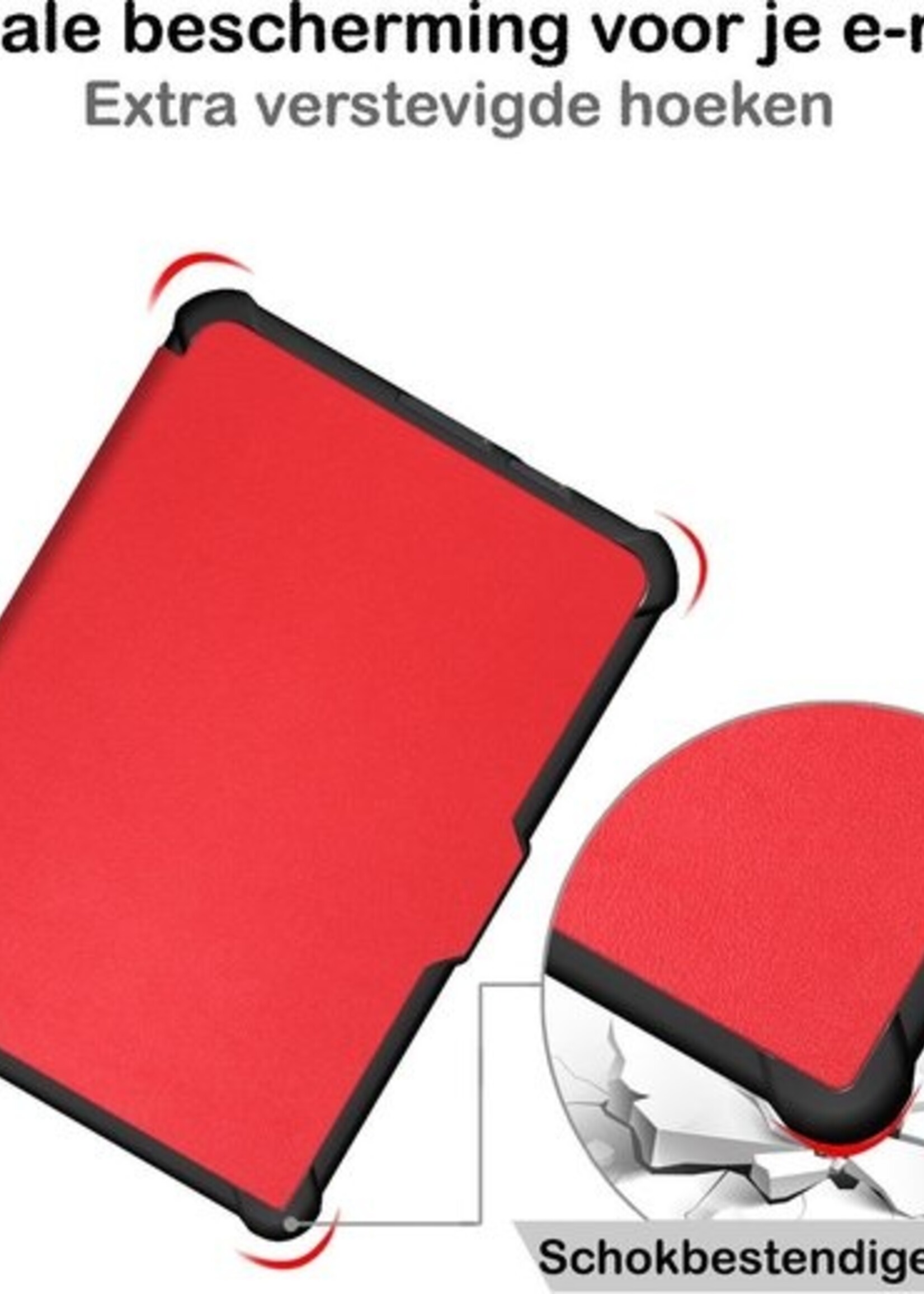 BTH Hoesje Geschikt voor Kobo Clara HD Hoesje Luxe Bescherm Case - Hoes Geschikt voor Kobo Clara HD Hoes Book Cover - Rood