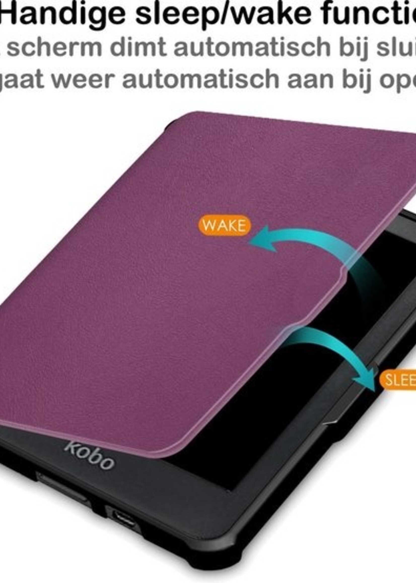 BTH Hoesje Geschikt voor Kobo Clara HD Hoesje Luxe Bescherm Case - Hoes Geschikt voor Kobo Clara HD Hoes Book Cover - Paars