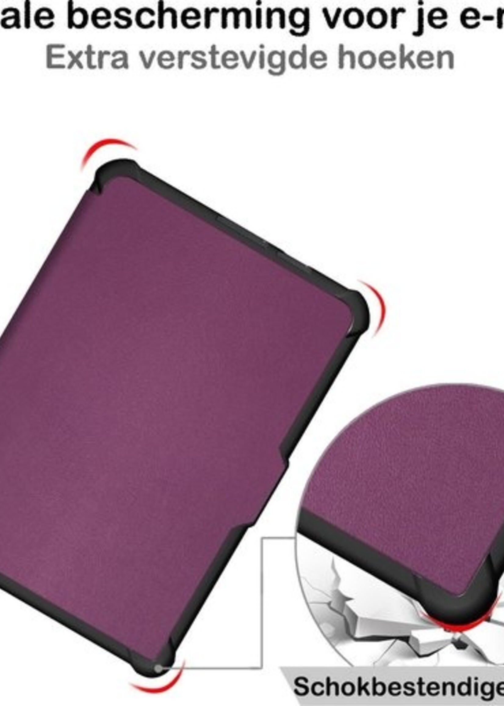 BTH Hoesje Geschikt voor Kobo Clara HD Hoesje Luxe Bescherm Case - Hoes Geschikt voor Kobo Clara HD Hoes Book Cover - Paars
