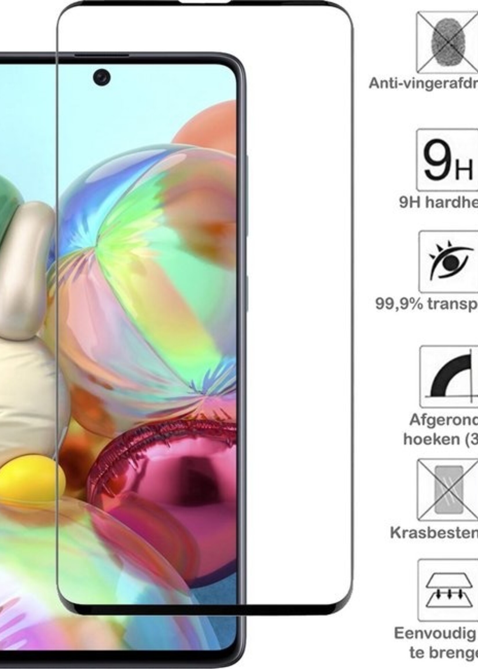 BTH Screenprotector Geschikt voor Samsung A71 Screenprotector Glas Gehard Tempered Glass Full Cover - Screenprotector Geschikt voor Samsung Galaxy A71 Screen Protector Screen Cover - 2 PACK