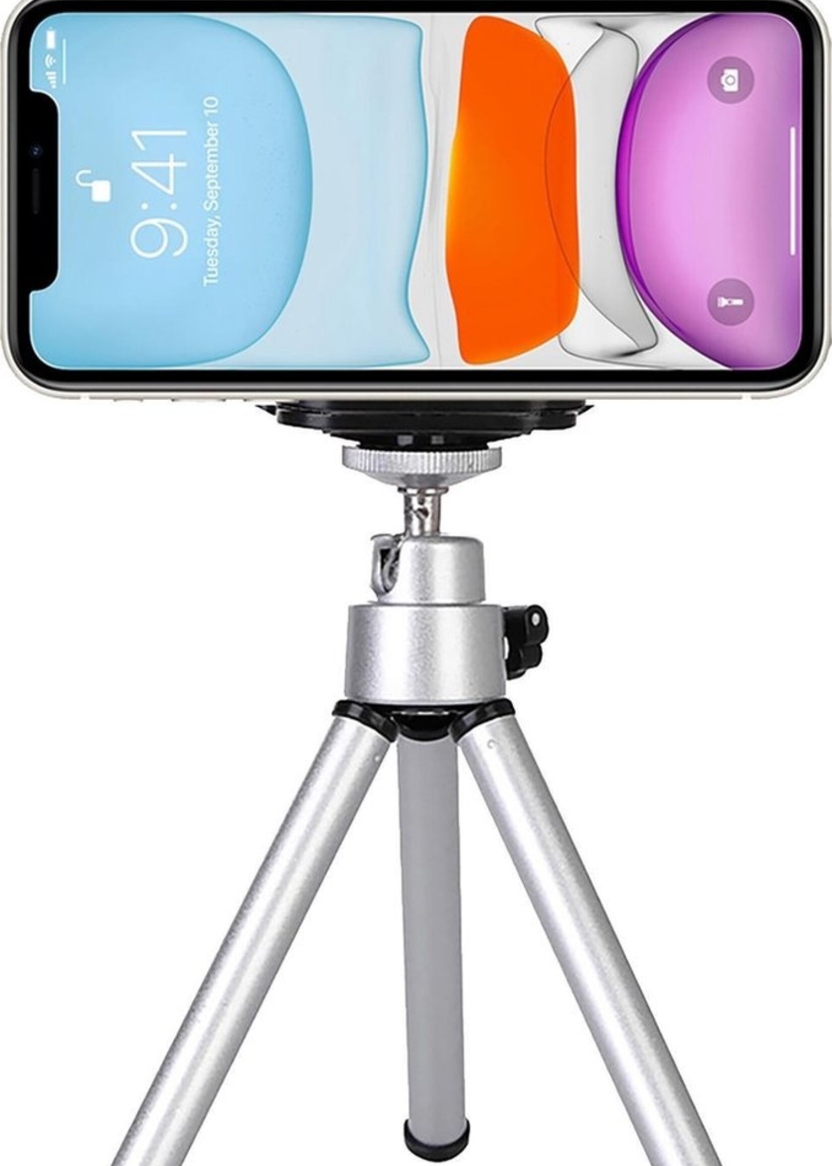 BTH Tripod Smartphone Mini Camera Statief Aluminium Universeel - Zilver