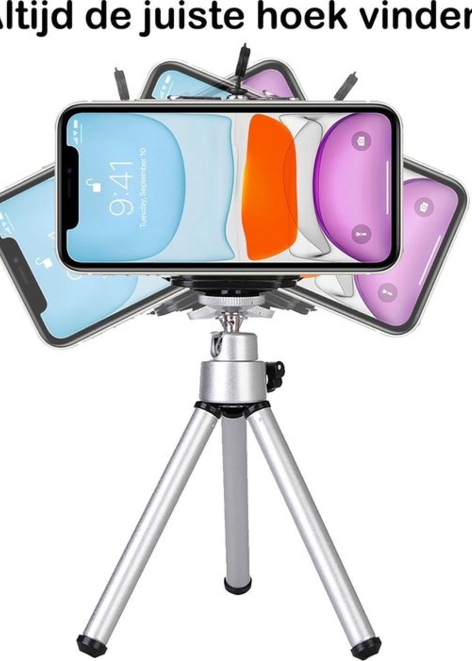 BTH Tripod Smartphone Mini Camera Statief Aluminium Universeel - Zilver