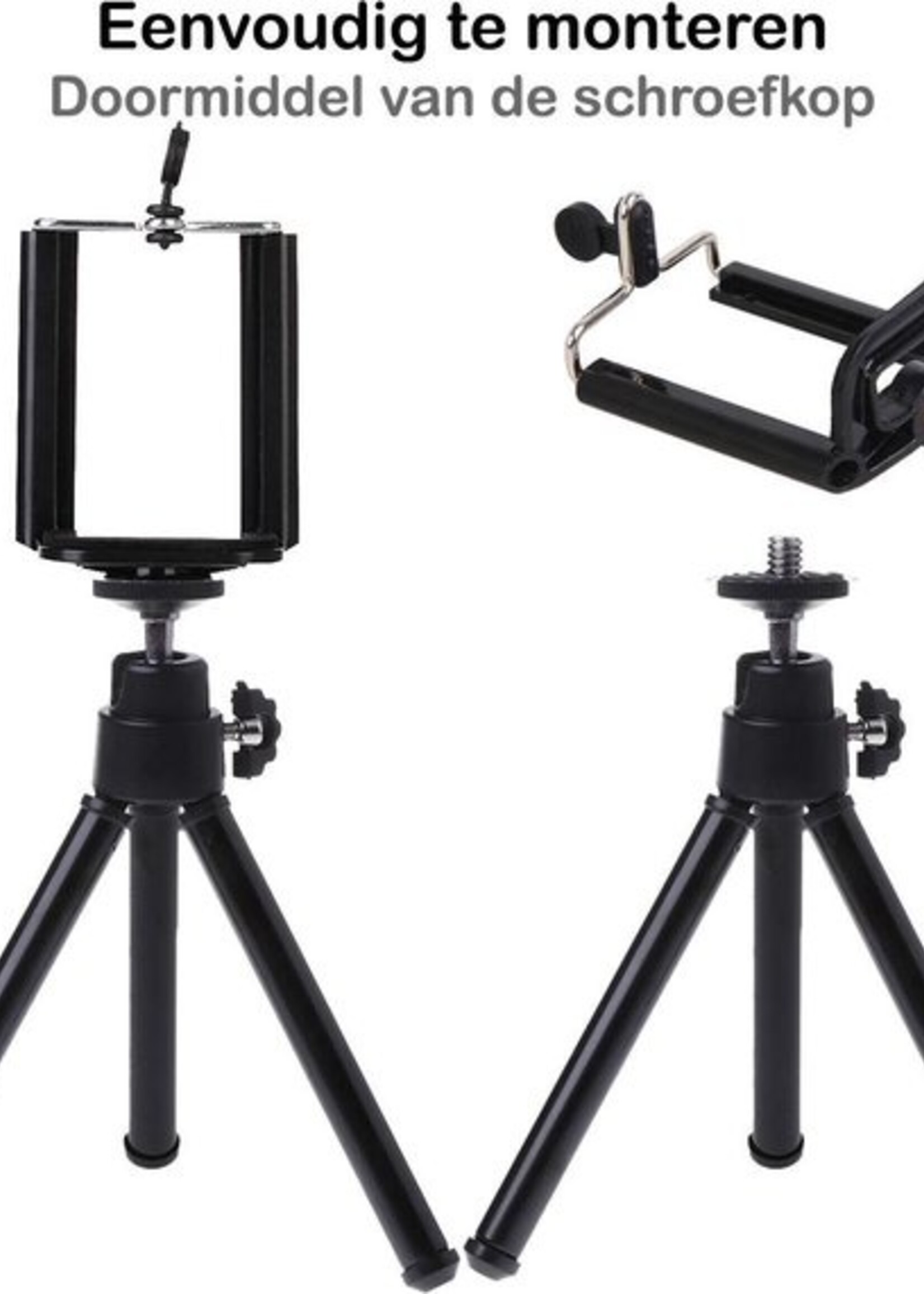 BTH Tripod Smartphone Mini Camera Statief Aluminium Universeel - Zwart