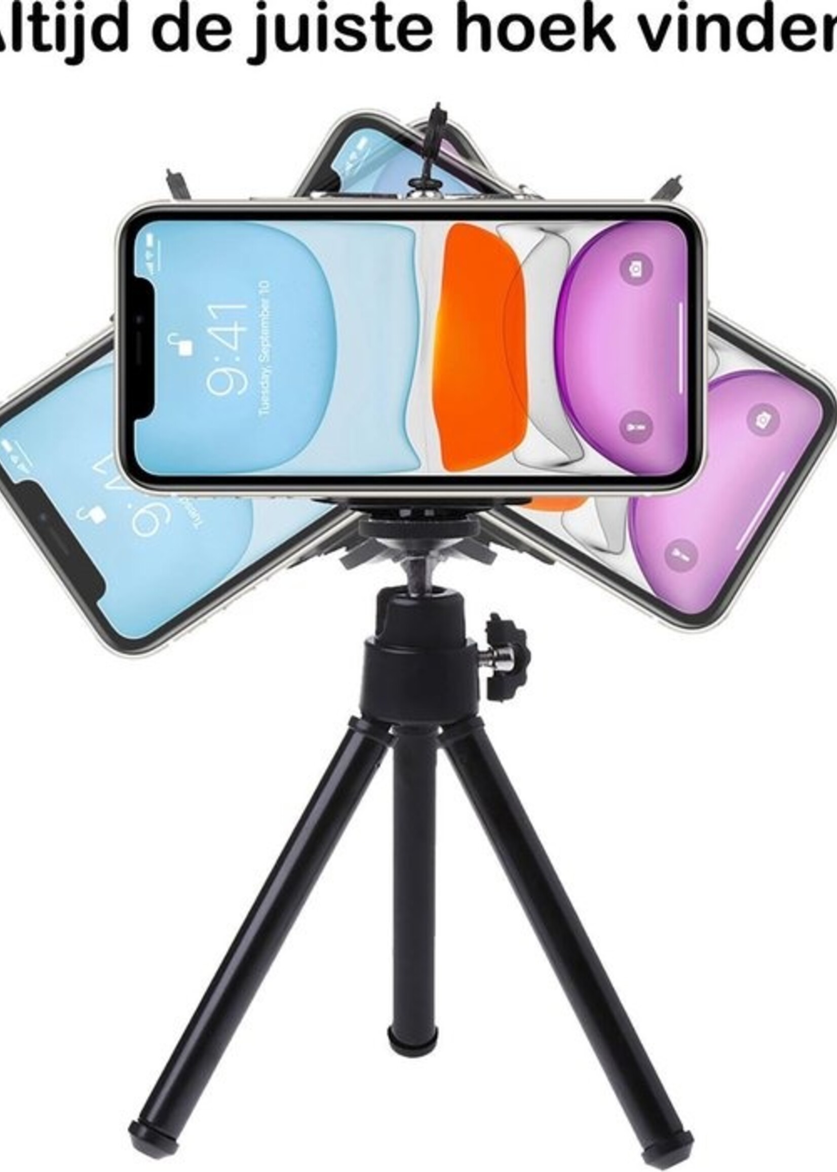 BTH Tripod Smartphone Mini Camera Statief Aluminium Universeel - Zwart