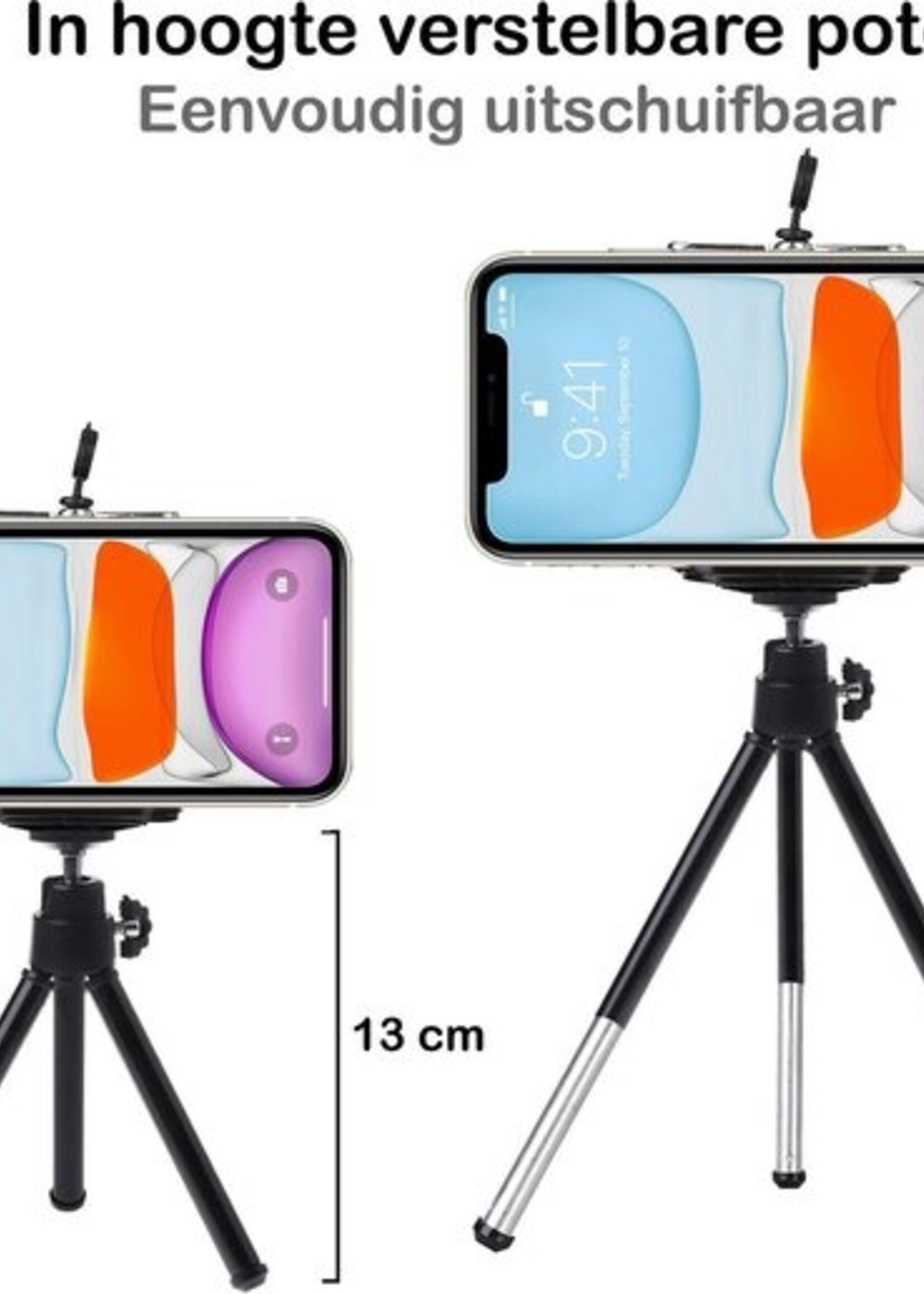 BTH Tripod Smartphone Mini Camera Statief Aluminium Universeel - Zwart