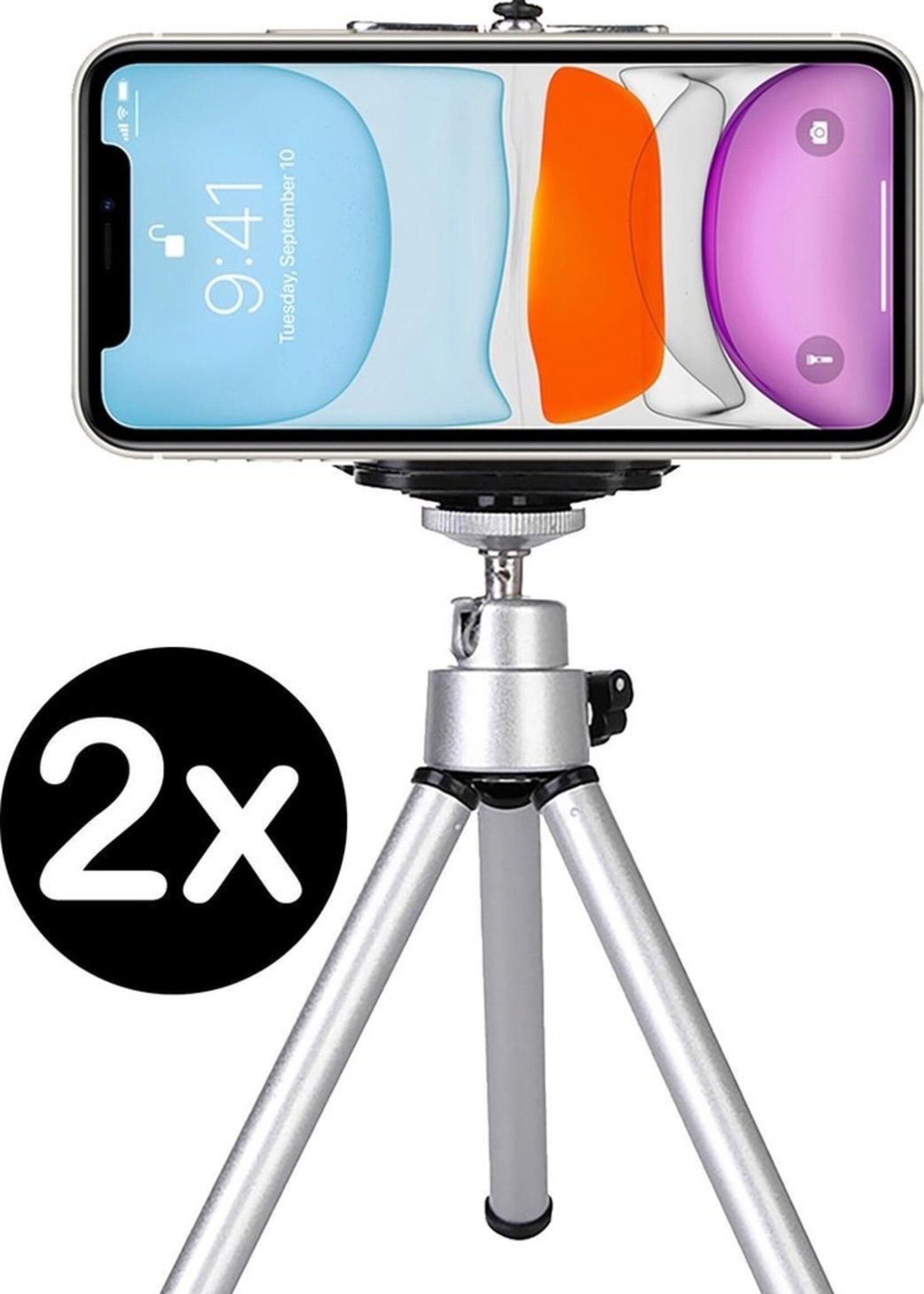 BTH Tripod Smartphone Mini Camera Statief Uitschuifbaar - Zwart - 2 PACK