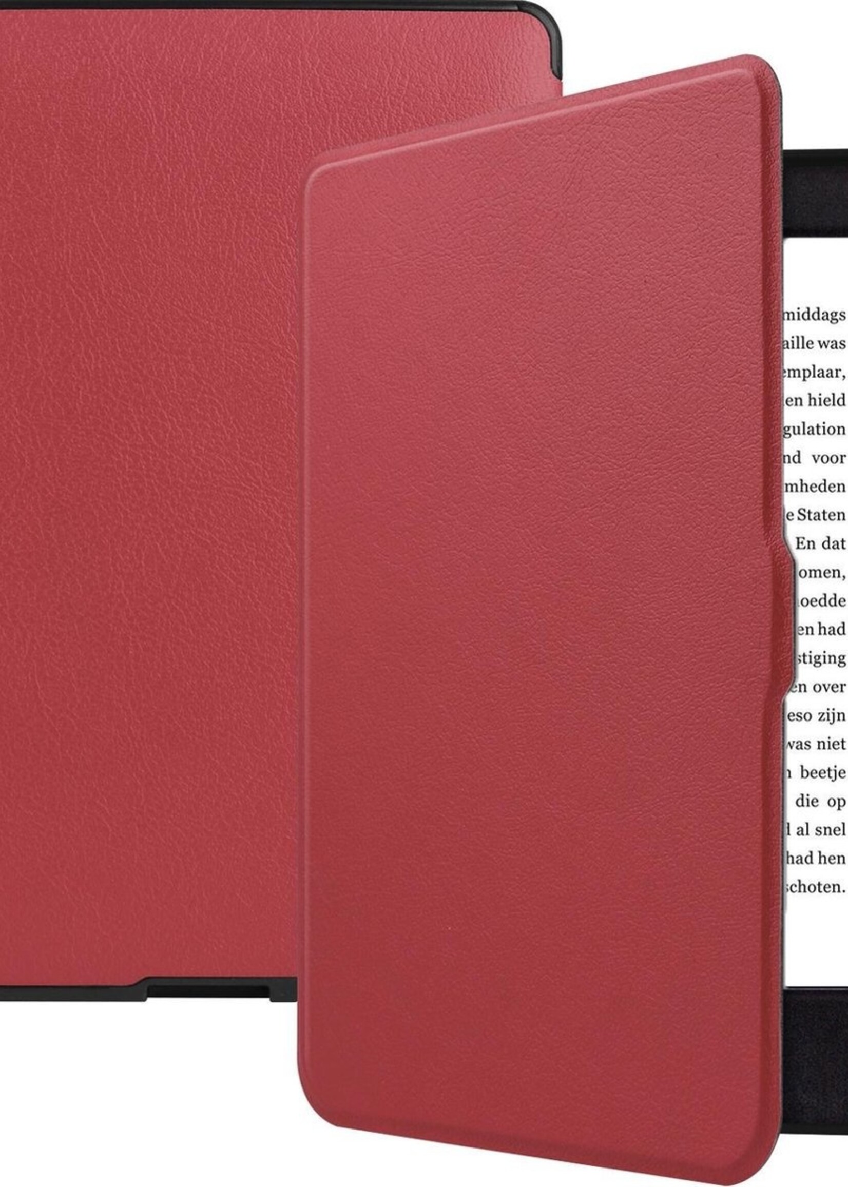 BTH Hoesje Geschikt voor Kobo Nia Hoesje Luxe Bescherm Case - Hoes Geschikt voor Kobo Nia Hoes Book Cover - Rood