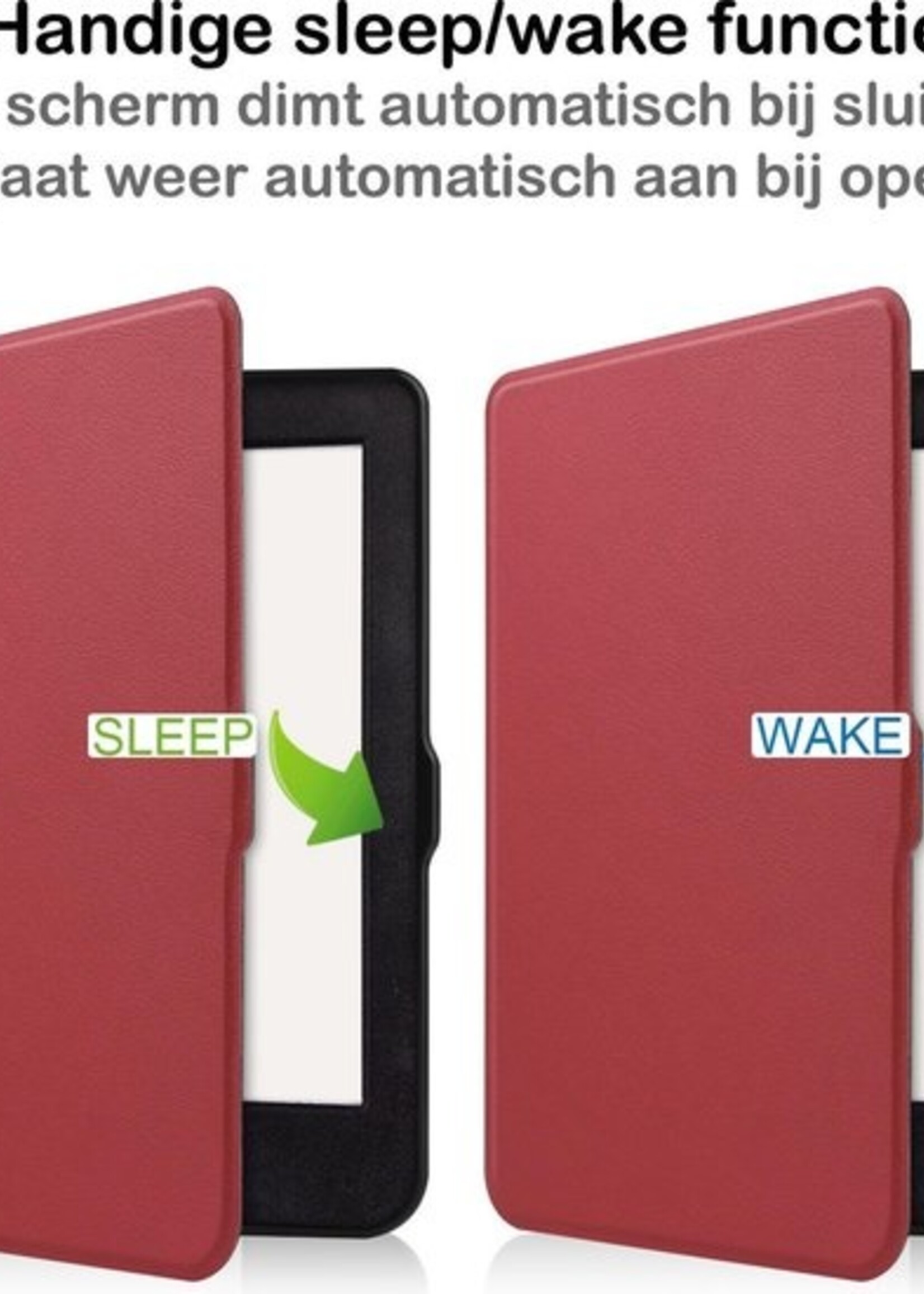 BTH Hoesje Geschikt voor Kobo Nia Hoesje Luxe Bescherm Case - Hoes Geschikt voor Kobo Nia Hoes Book Cover - Rood