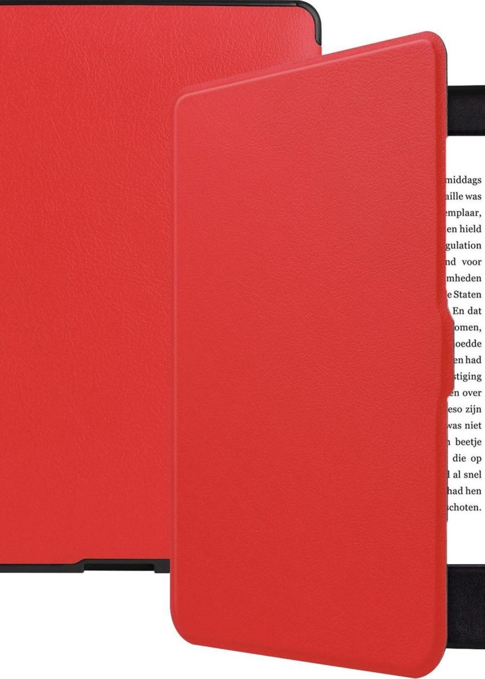 BTH Hoesje Geschikt voor Kobo Nia Hoesje Luxe Bescherm Case - Hoes Geschikt voor Kobo Nia Hoes Book Cover - Rood