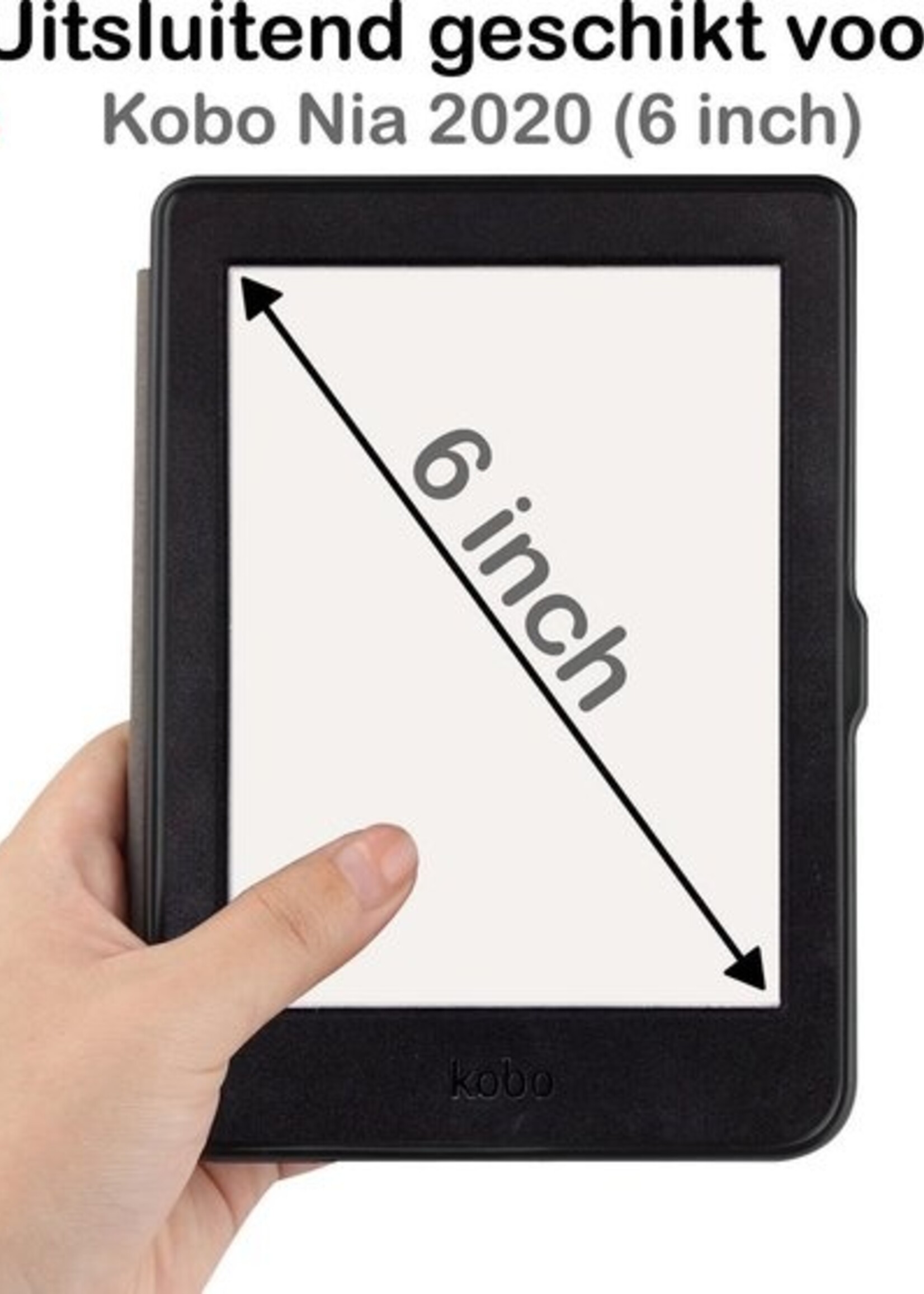 BTH Hoesje Geschikt voor Kobo Nia Hoesje Luxe Bescherm Case - Hoes Geschikt voor Kobo Nia Hoes Book Cover - Zwart