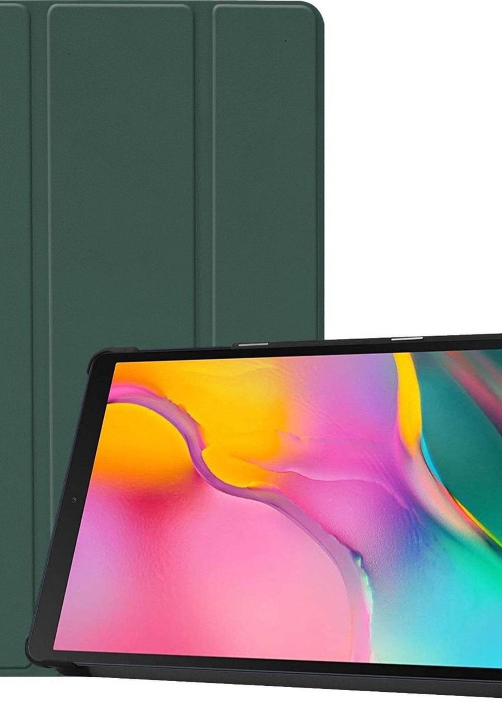 BTH Hoes Geschikt voor Samsung Galaxy Tab A 10.1 2019 Hoes Book Case Hoesje Trifold Cover - Hoesje Geschikt voor Samsung Tab A 10.1 2019 Hoesje Bookcase - Groen
