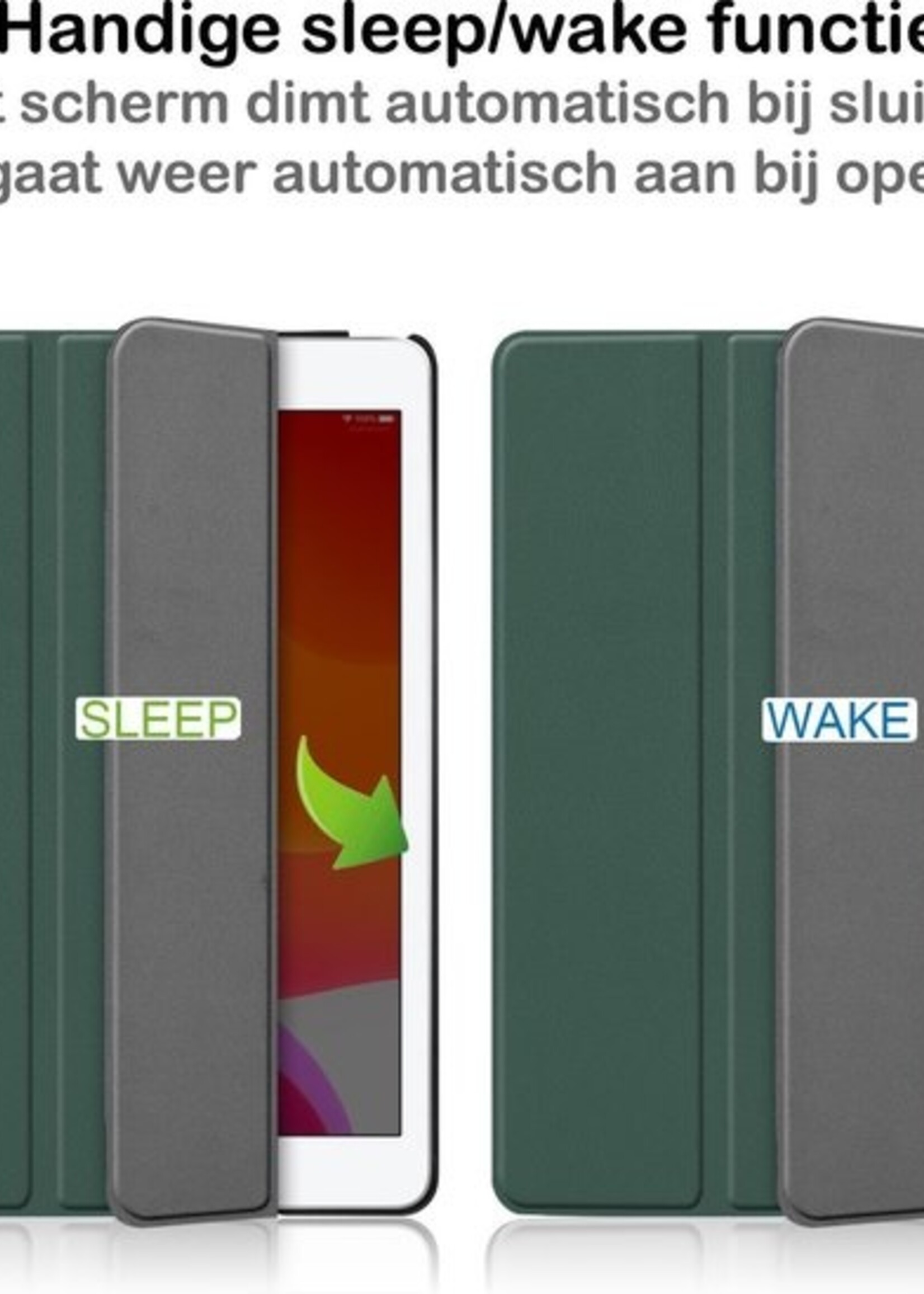 BTH Hoes Geschikt voor iPad 10.2 2019 Hoes Book Case Hoesje Trifold Cover - Hoesje Geschikt voor iPad 7 Hoesje Bookcase - Groen