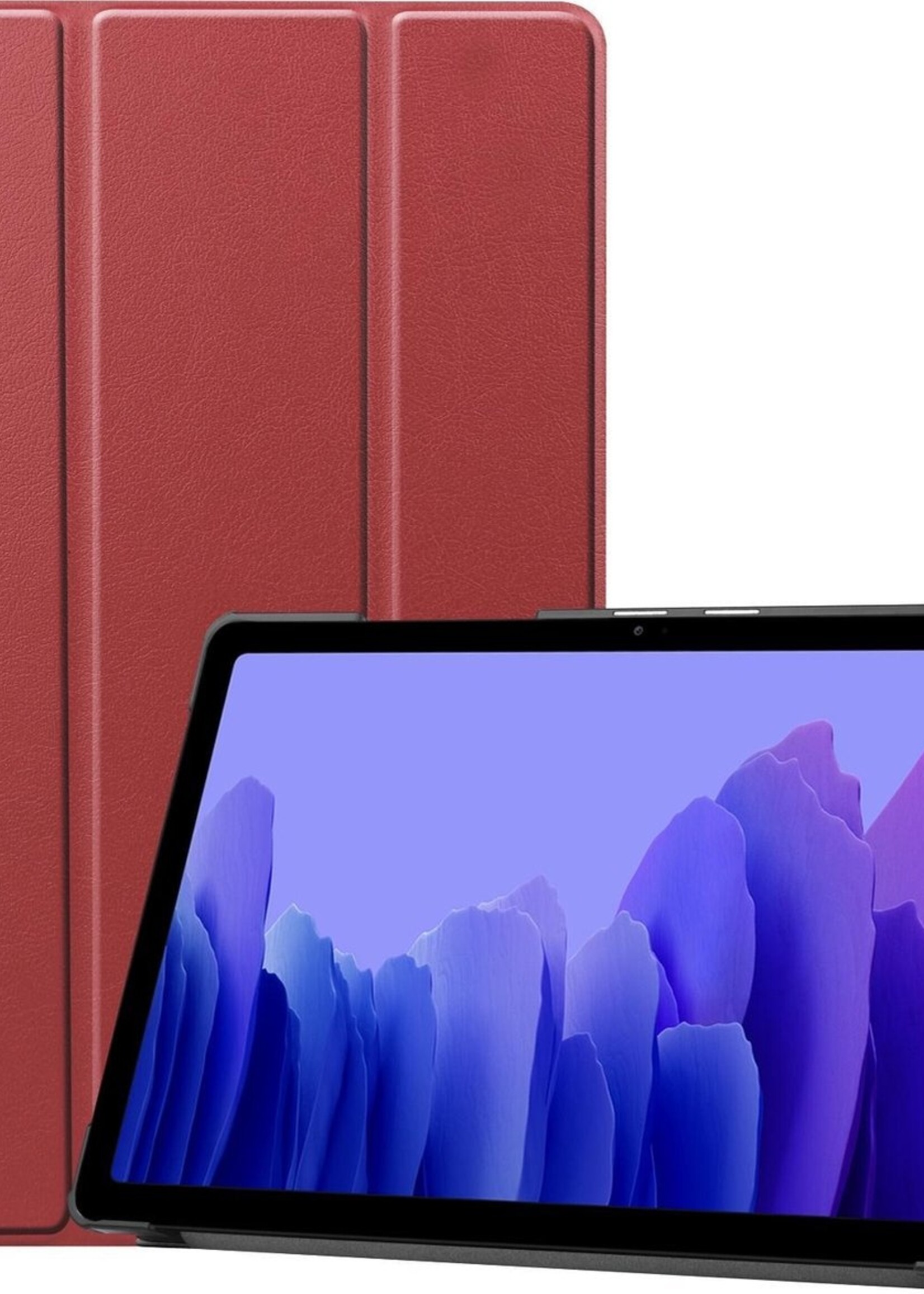 BTH Hoes Geschikt voor Samsung Galaxy Tab A7 Hoes Book Case Hoesje Trifold Cover - Hoesje Geschikt voor Samsung Tab A7 Hoesje Bookcase - Rood