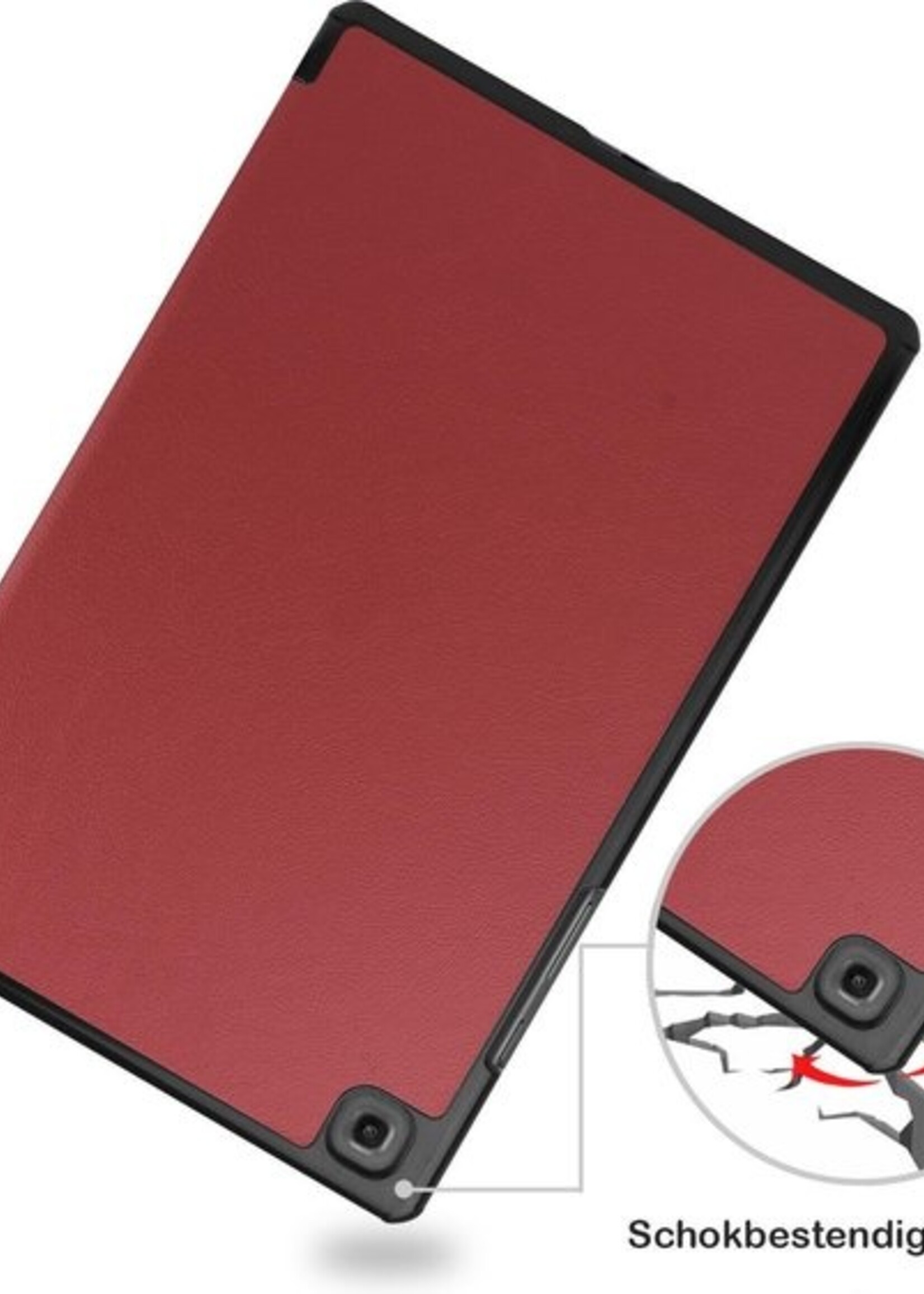 BTH Hoes Geschikt voor Samsung Galaxy Tab A7 Hoes Book Case Hoesje Trifold Cover - Hoesje Geschikt voor Samsung Tab A7 Hoesje Bookcase - Rood