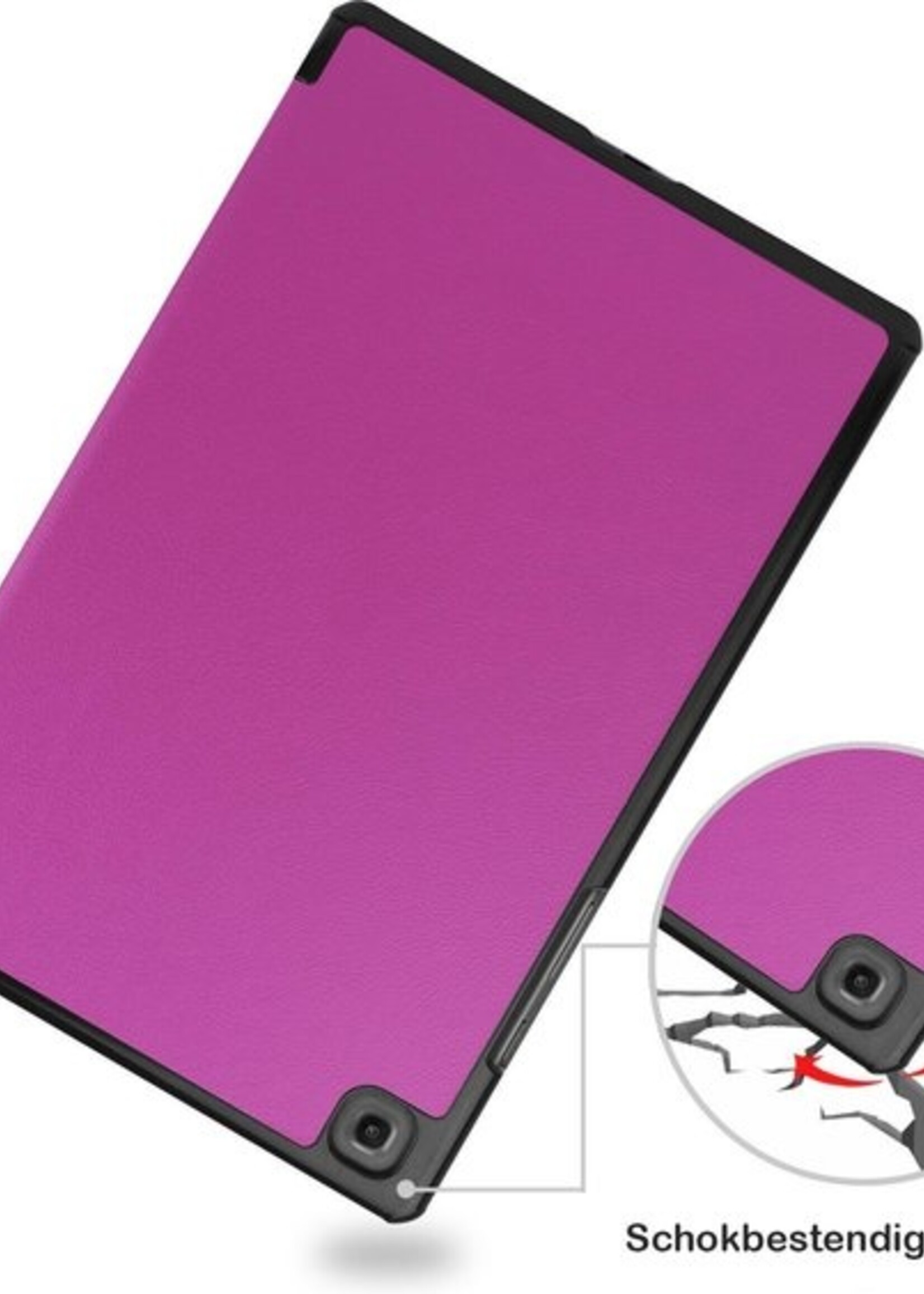 BTH Hoes Geschikt voor Samsung Galaxy Tab A7 Hoes Book Case Hoesje Trifold Cover - Hoesje Geschikt voor Samsung Tab A7 Hoesje Bookcase - Paars