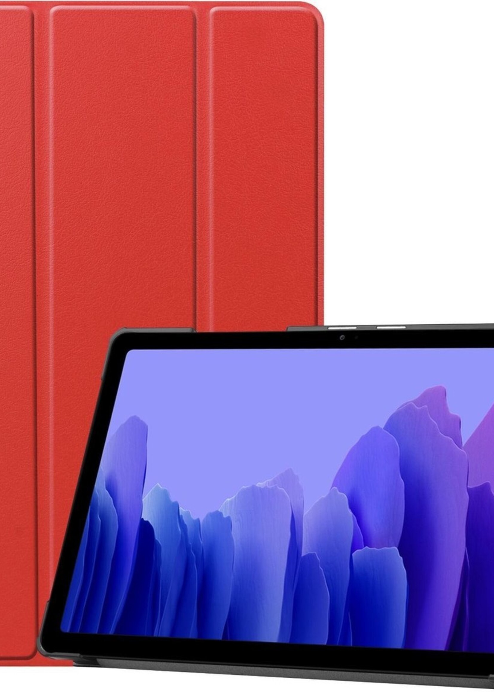 BTH Hoes Geschikt voor Samsung Galaxy Tab A7 Hoes Book Case Hoesje Trifold Cover - Hoesje Geschikt voor Samsung Tab A7 Hoesje Bookcase - Rood