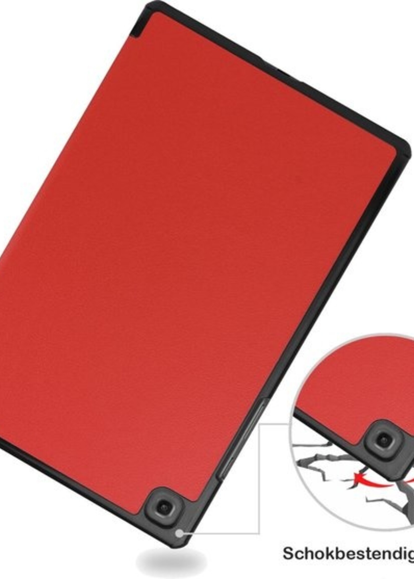 BTH Hoes Geschikt voor Samsung Galaxy Tab A7 Hoes Book Case Hoesje Trifold Cover - Hoesje Geschikt voor Samsung Tab A7 Hoesje Bookcase - Rood