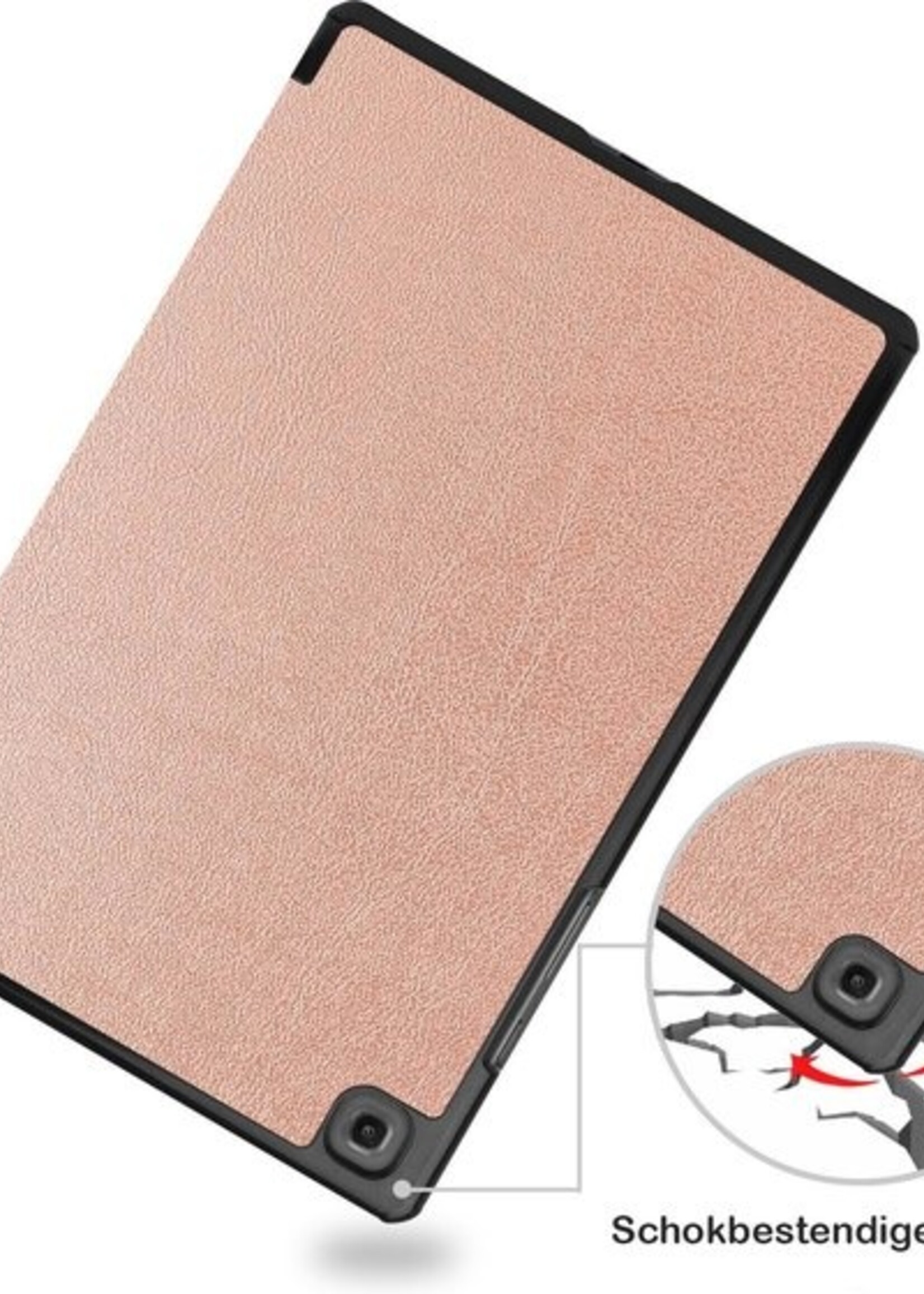 BTH Hoes Geschikt voor Samsung Galaxy Tab A7 Hoes Book Case Hoesje Trifold Cover - Hoesje Geschikt voor Samsung Tab A7 Hoesje Bookcase - Rosé goud