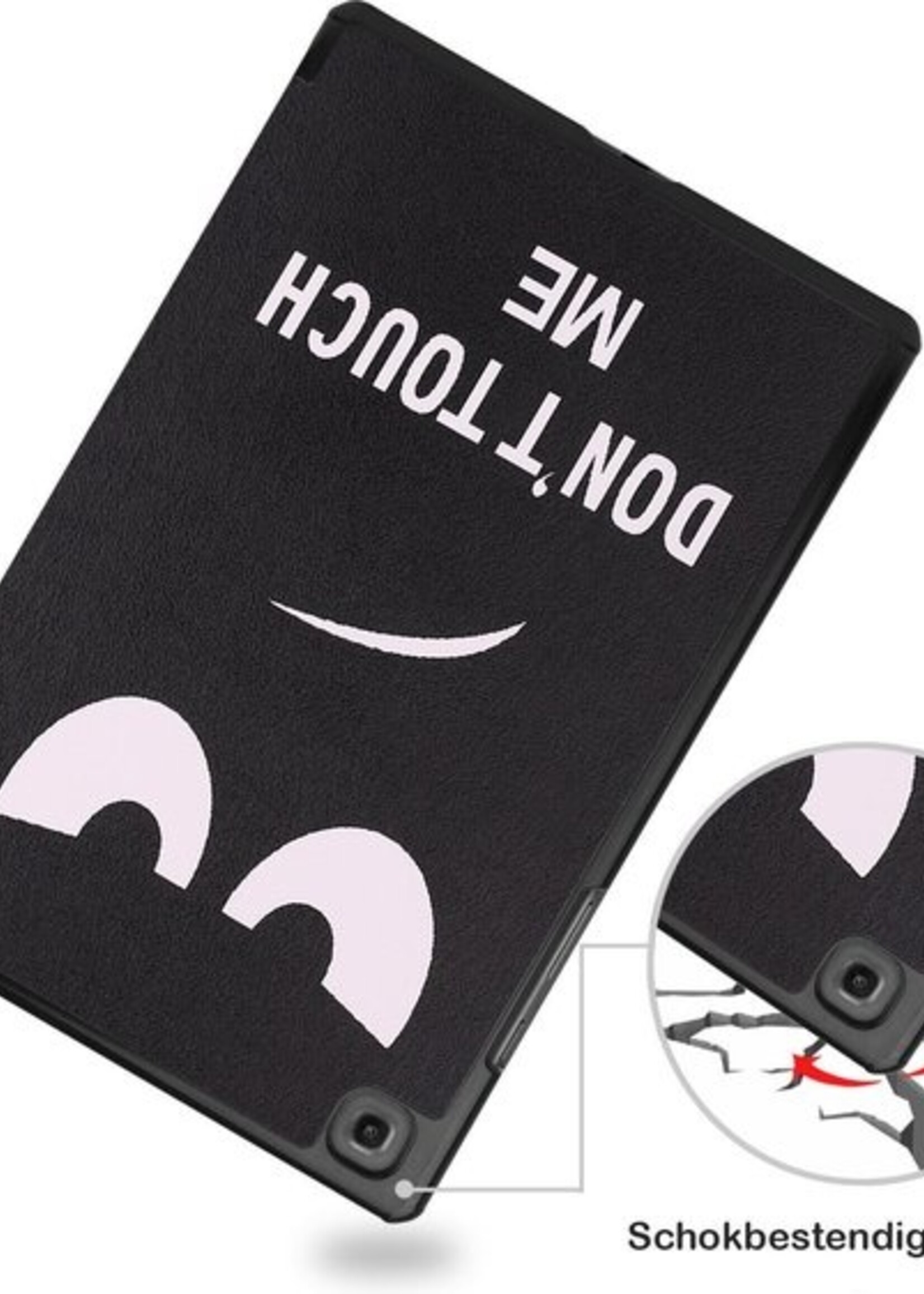 BTH Hoes Geschikt voor Samsung Galaxy Tab A7 Hoes Book Case Hoesje Trifold Cover - Hoesje Geschikt voor Samsung Tab A7 Hoesje Bookcase - Don't Touch Me