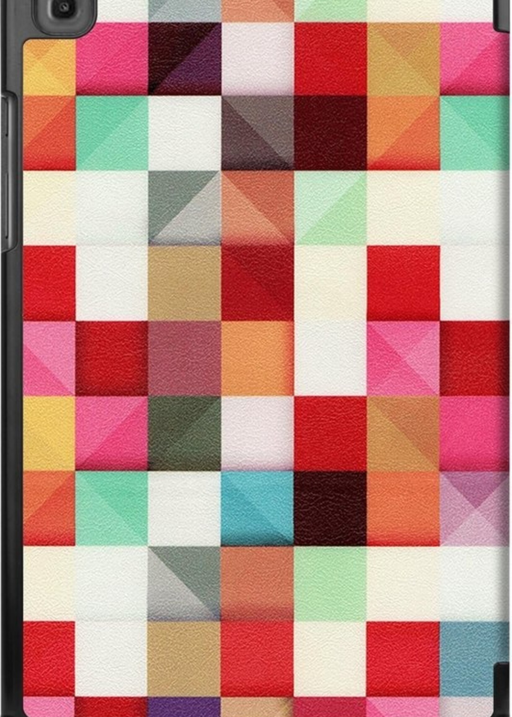 BTH Hoes Geschikt voor Samsung Galaxy Tab A7 Hoes Book Case Hoesje Trifold Cover - Hoesje Geschikt voor Samsung Tab A7 Hoesje Bookcase - Blokken