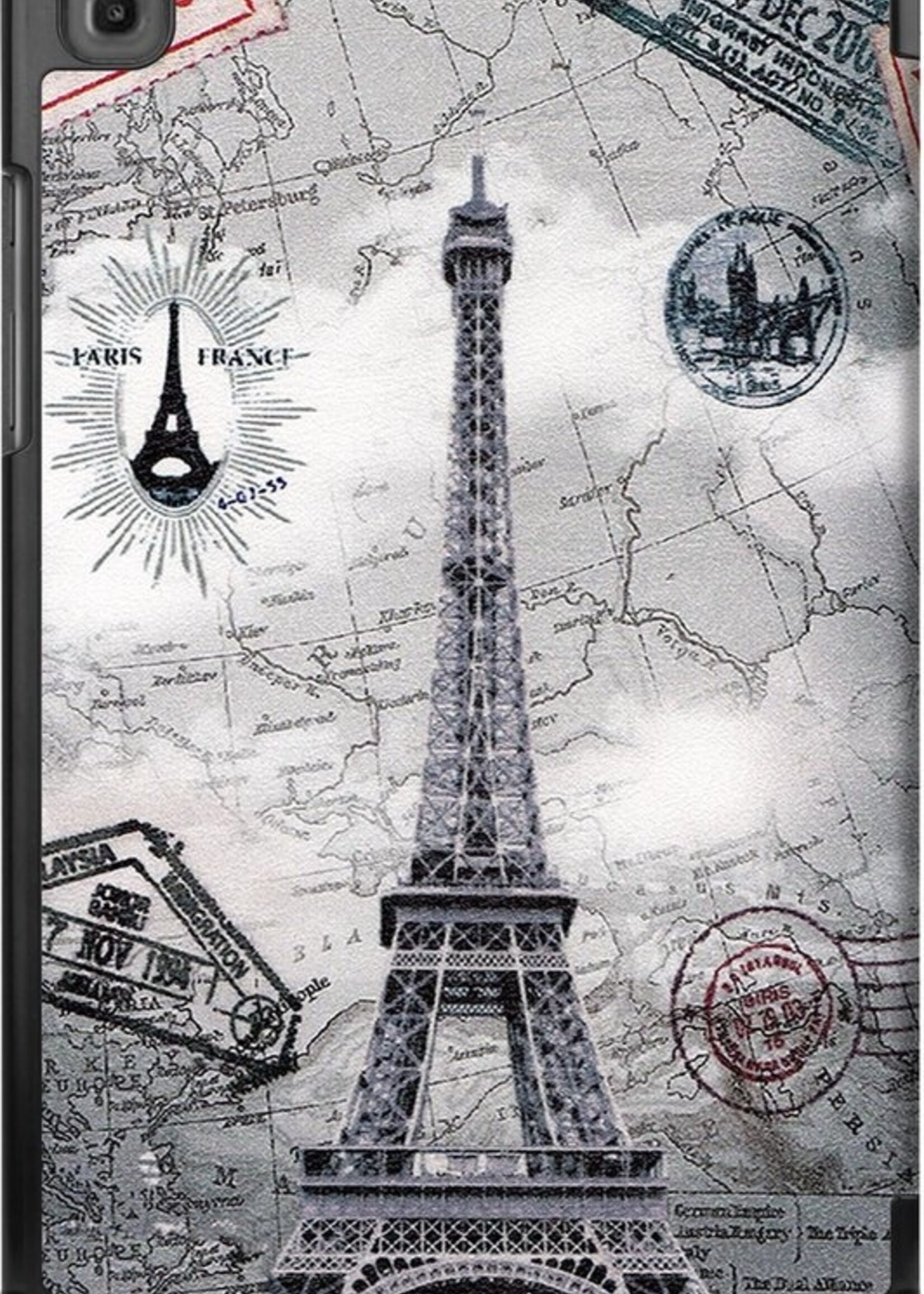 BTH Hoes Geschikt voor Samsung Galaxy Tab A7 Hoes Book Case Hoesje Trifold Cover - Hoesje Geschikt voor Samsung Tab A7 Hoesje Bookcase - Eiffeltoren