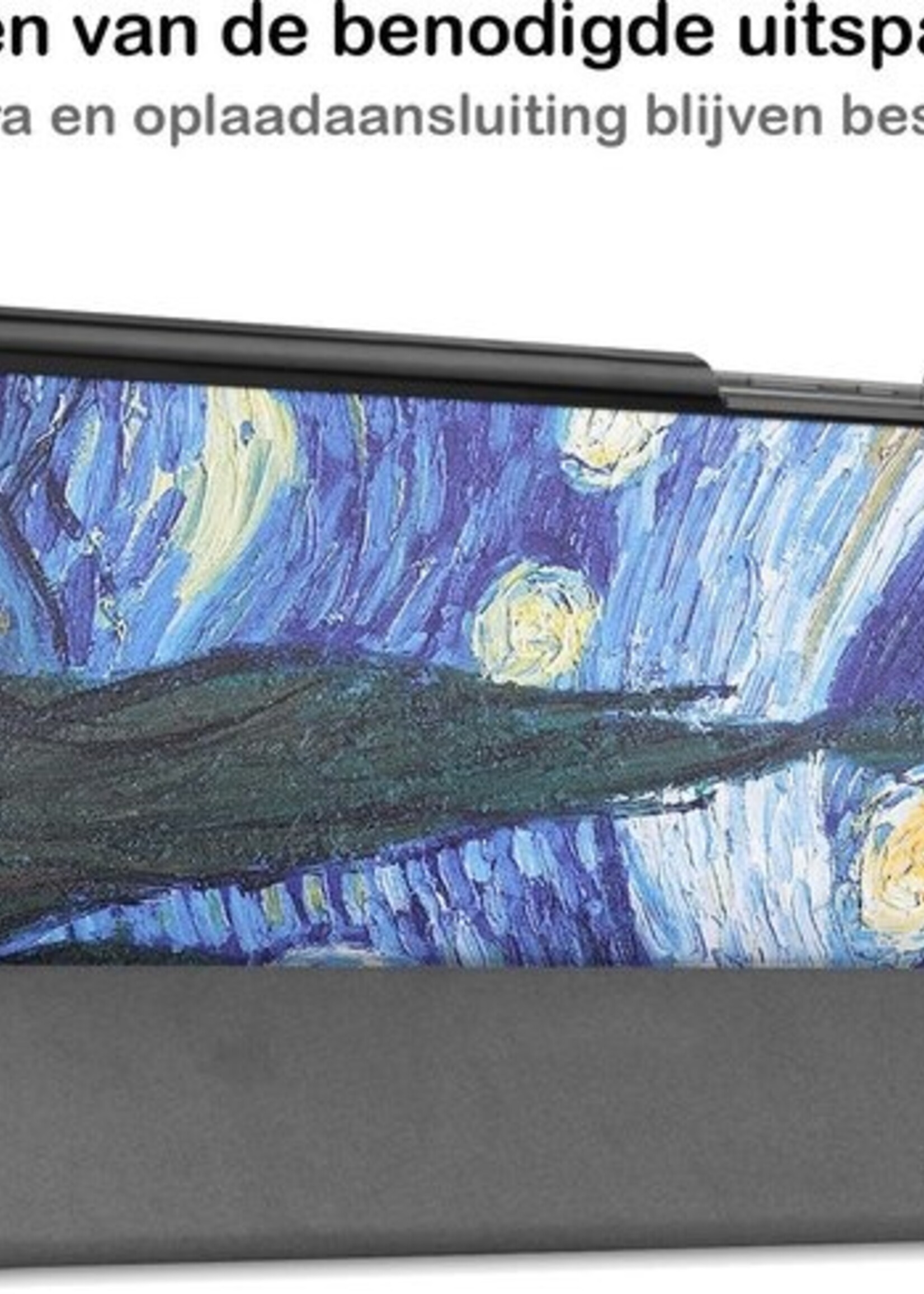 BTH Hoes Geschikt voor Samsung Galaxy Tab A7 Hoes Book Case Hoesje Trifold Cover - Hoesje Geschikt voor Samsung Tab A7 Hoesje Bookcase - Sterrenhemel