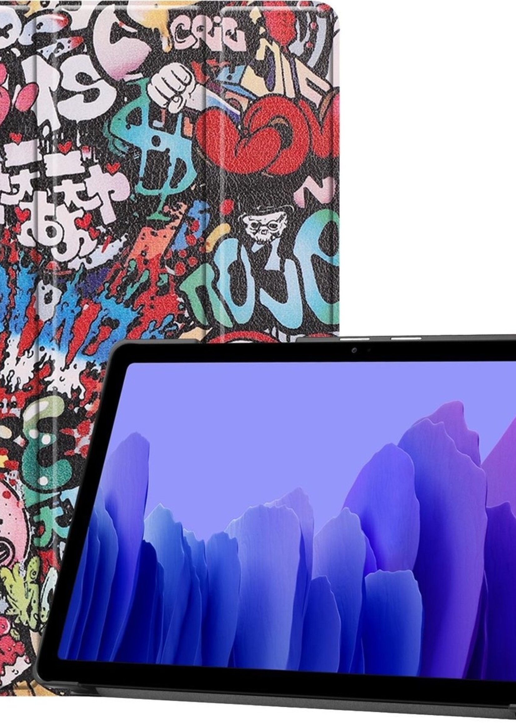 BTH Hoes Geschikt voor Samsung Galaxy Tab A7 Hoes Book Case Hoesje Trifold Cover - Hoesje Geschikt voor Samsung Tab A7 Hoesje Bookcase - Graffity