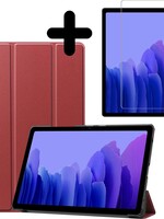 BTH BTH Samsung Galaxy Tab A7 2020 Hoesje met screenprotector - Donkerrood