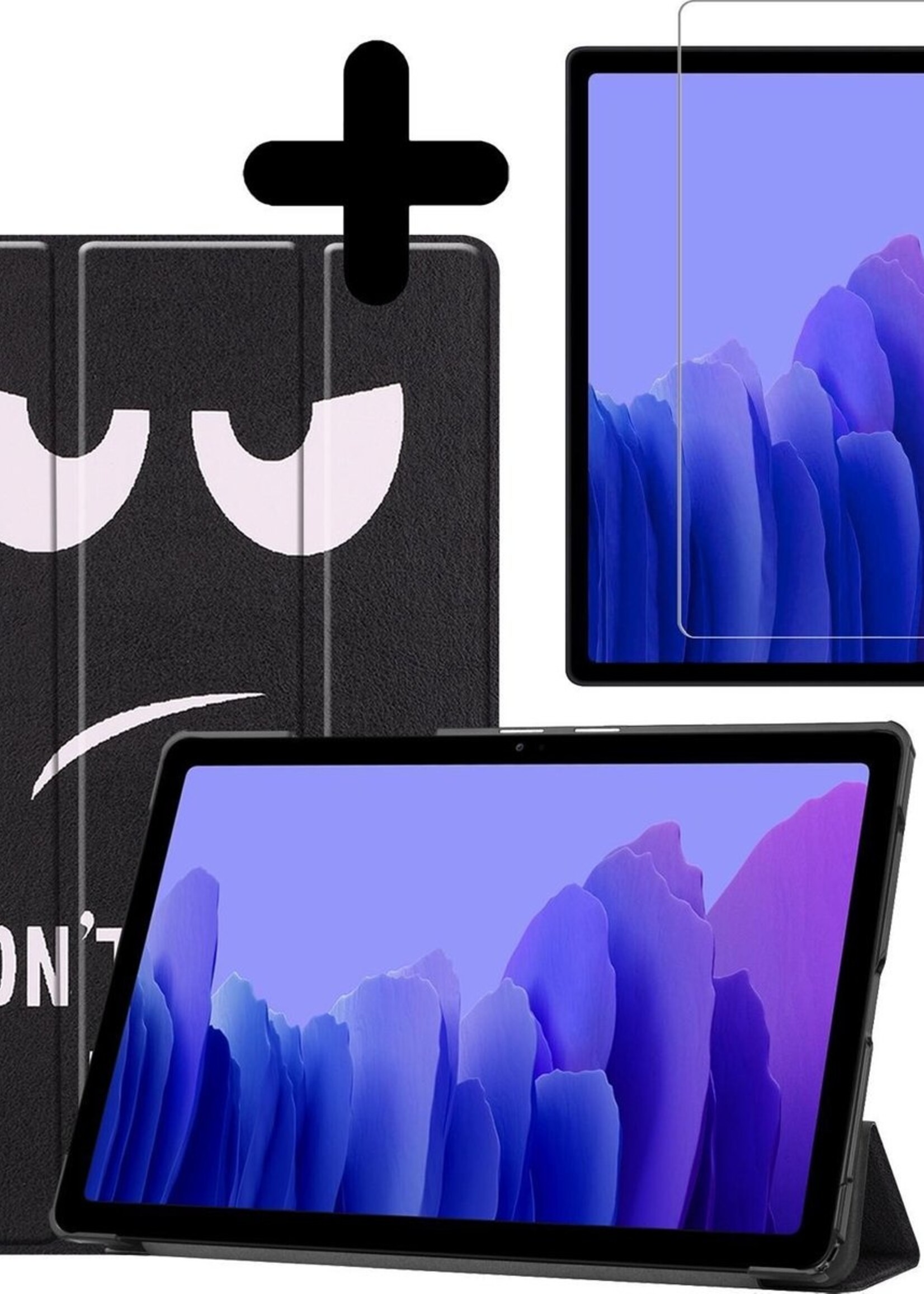 BTH Hoes Geschikt voor Samsung Galaxy Tab A7 Hoes Book Case Hoesje Trifold Cover Met Screenprotector - Hoesje Geschikt voor Samsung Tab A7 Hoesje Bookcase - Don't Touch Me