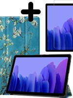 BTH BTH Samsung Galaxy Tab A7 2020 Hoesje met screenprotector - Witte Bloesem