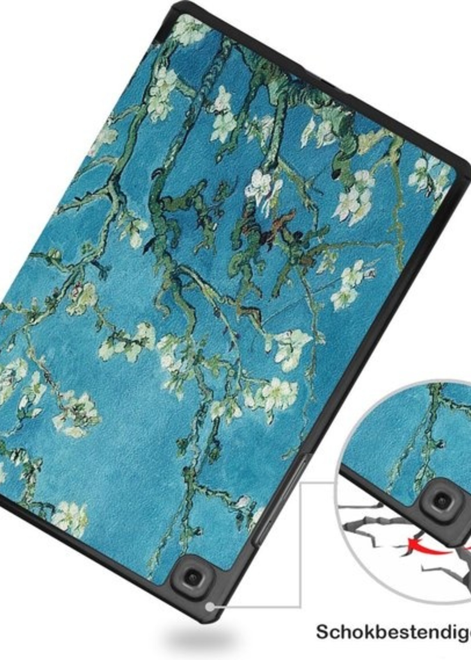 BTH Hoes Geschikt voor Samsung Galaxy Tab A7 Hoes Book Case Hoesje Trifold Cover Met Screenprotector - Hoesje Geschikt voor Samsung Tab A7 Hoesje Bookcase - Bloesem