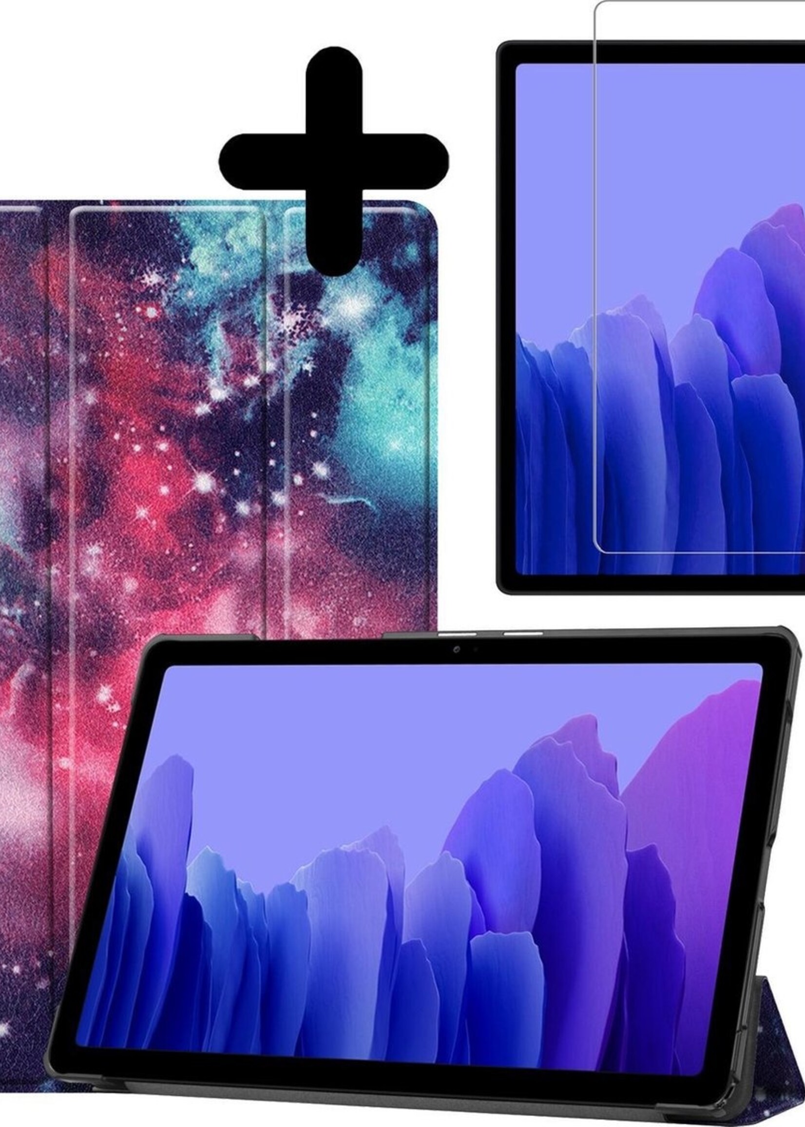BTH Hoes Geschikt voor Samsung Galaxy Tab A7 Hoes Book Case Hoesje Trifold Cover Met Screenprotector - Hoesje Geschikt voor Samsung Tab A7 Hoesje Bookcase - Galaxy