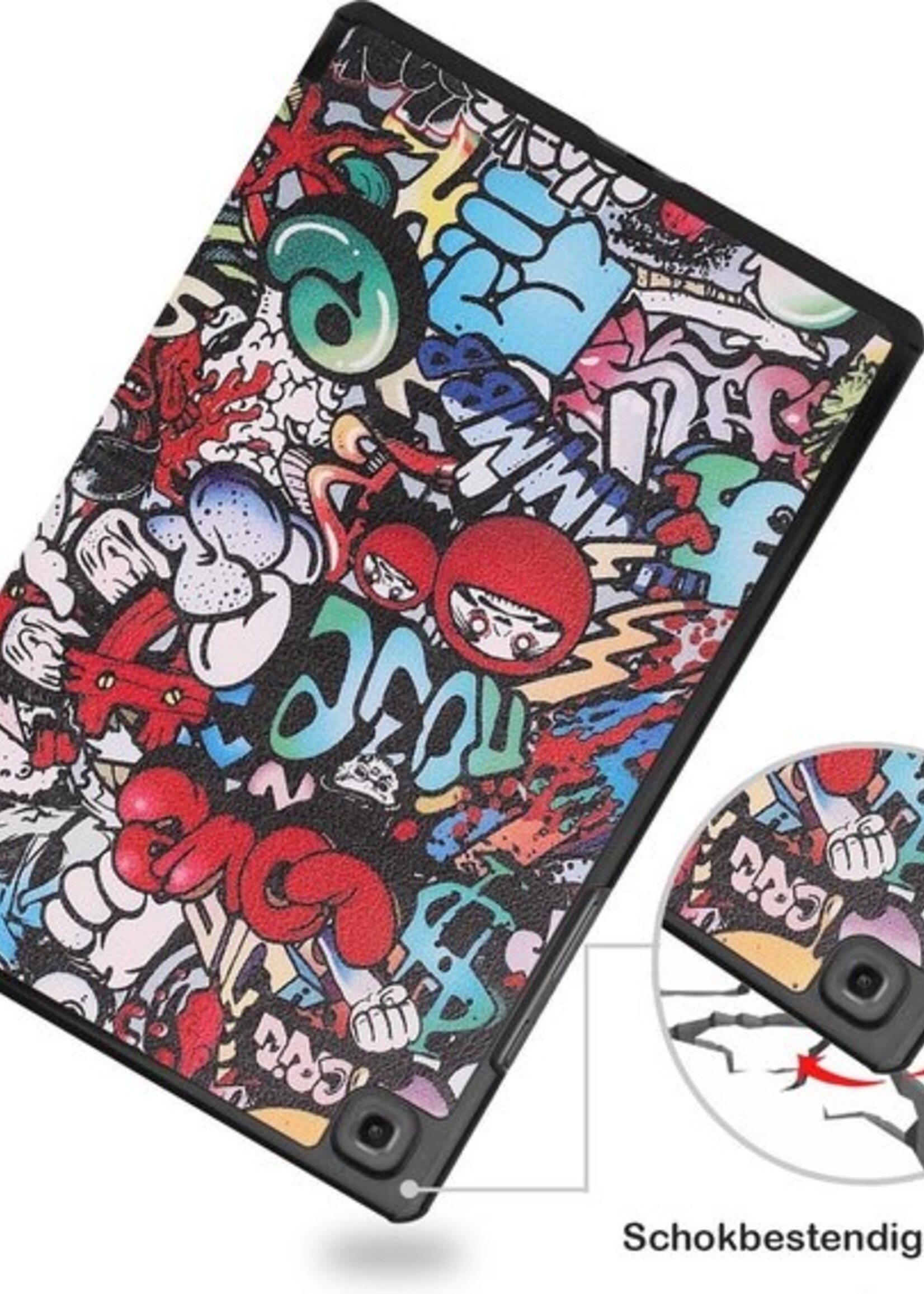 BTH Hoes Geschikt voor Samsung Galaxy Tab A7 Hoes Book Case Hoesje Trifold Cover Met Screenprotector - Hoesje Geschikt voor Samsung Tab A7 Hoesje Bookcase - Graffity