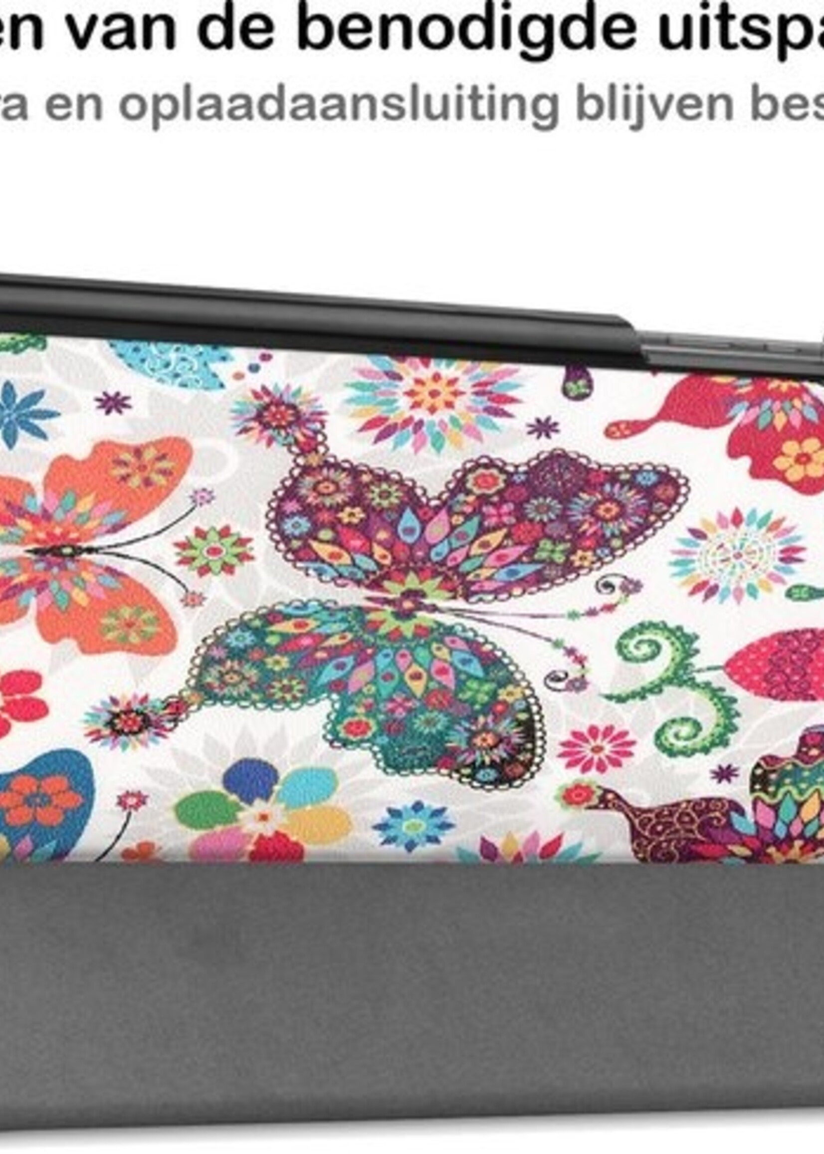 BTH Hoes Geschikt voor Samsung Galaxy Tab A7 Hoes Book Case Hoesje Trifold Cover Met Screenprotector - Hoesje Geschikt voor Samsung Tab A7 Hoesje Bookcase - Vlinders