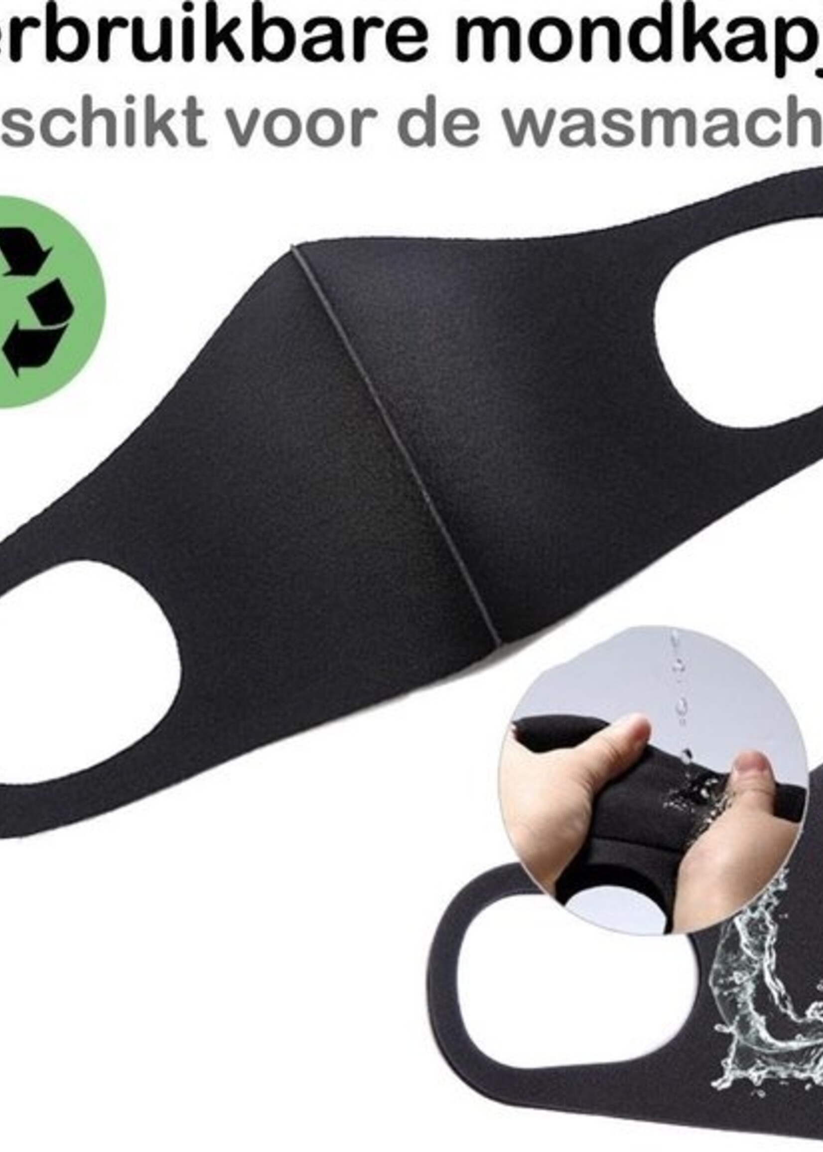 BTH Mondkapje Wasbaar Zwart Mondmasker Wasbaar Mondkapje Wasbare Mondkapjes Niet Medisch Elastisch Universeel - 2 PACK