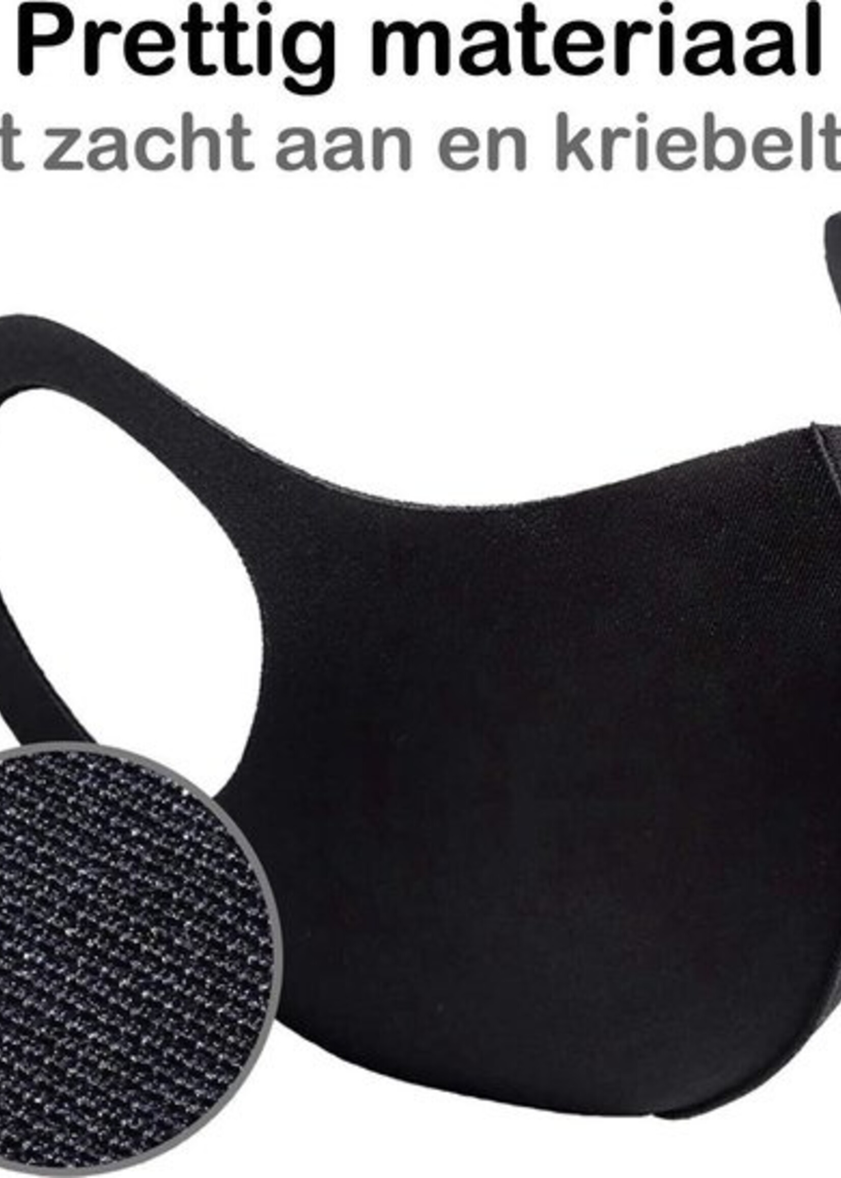 BTH Mondkapje Wasbaar Zwart Mondmasker Wasbaar Mondkapje Wasbare Mondkapjes Niet Medisch Elastisch Universeel - 10 PACK