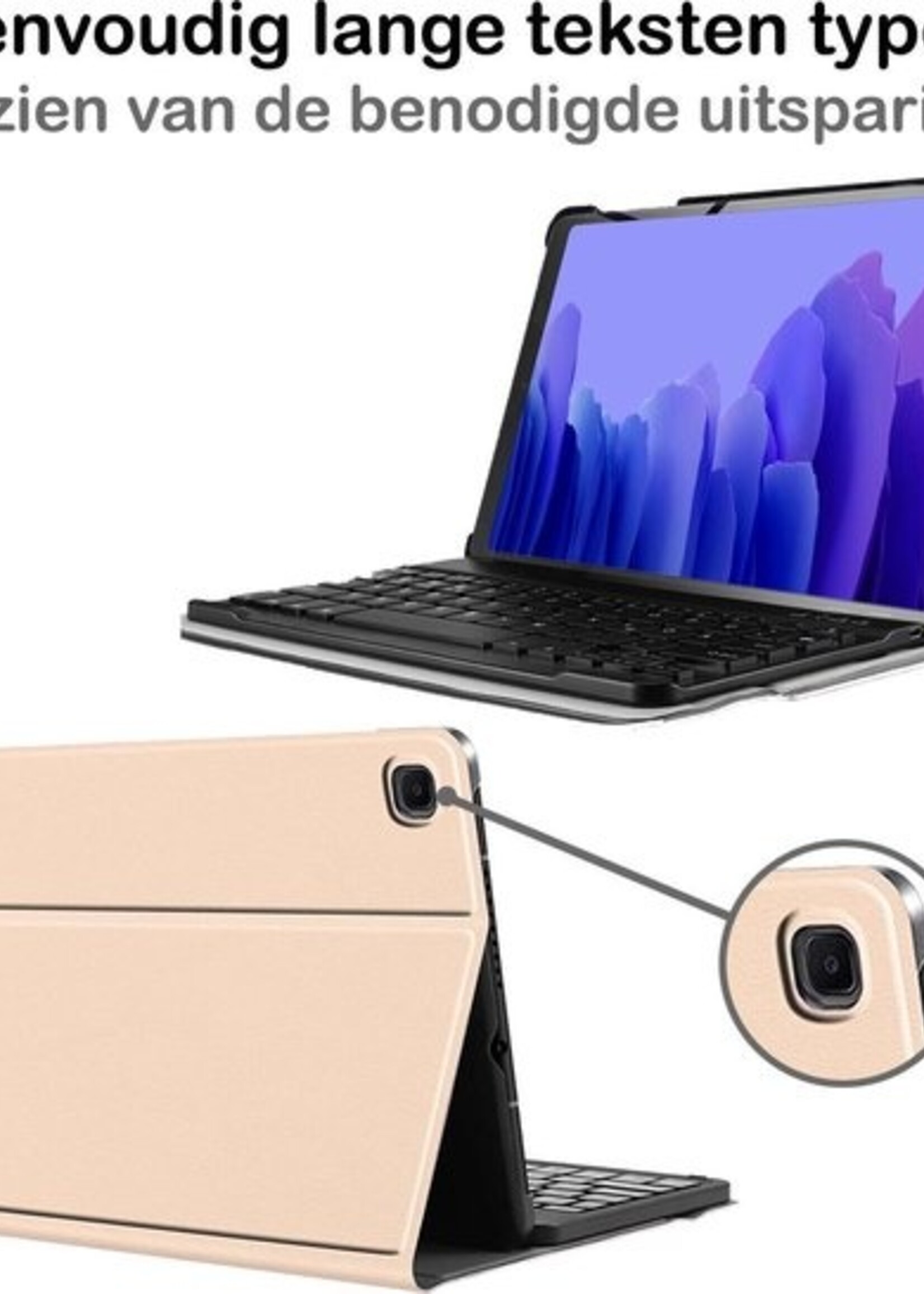 BTH Hoes Geschikt voor Samsung Galaxy Tab A7 Hoes Toetsenbord Hoesje Keyboard Case Cover - Hoesje Geschikt voor Samsung Tab A7 Hoes Toetsenbord Case - Goud