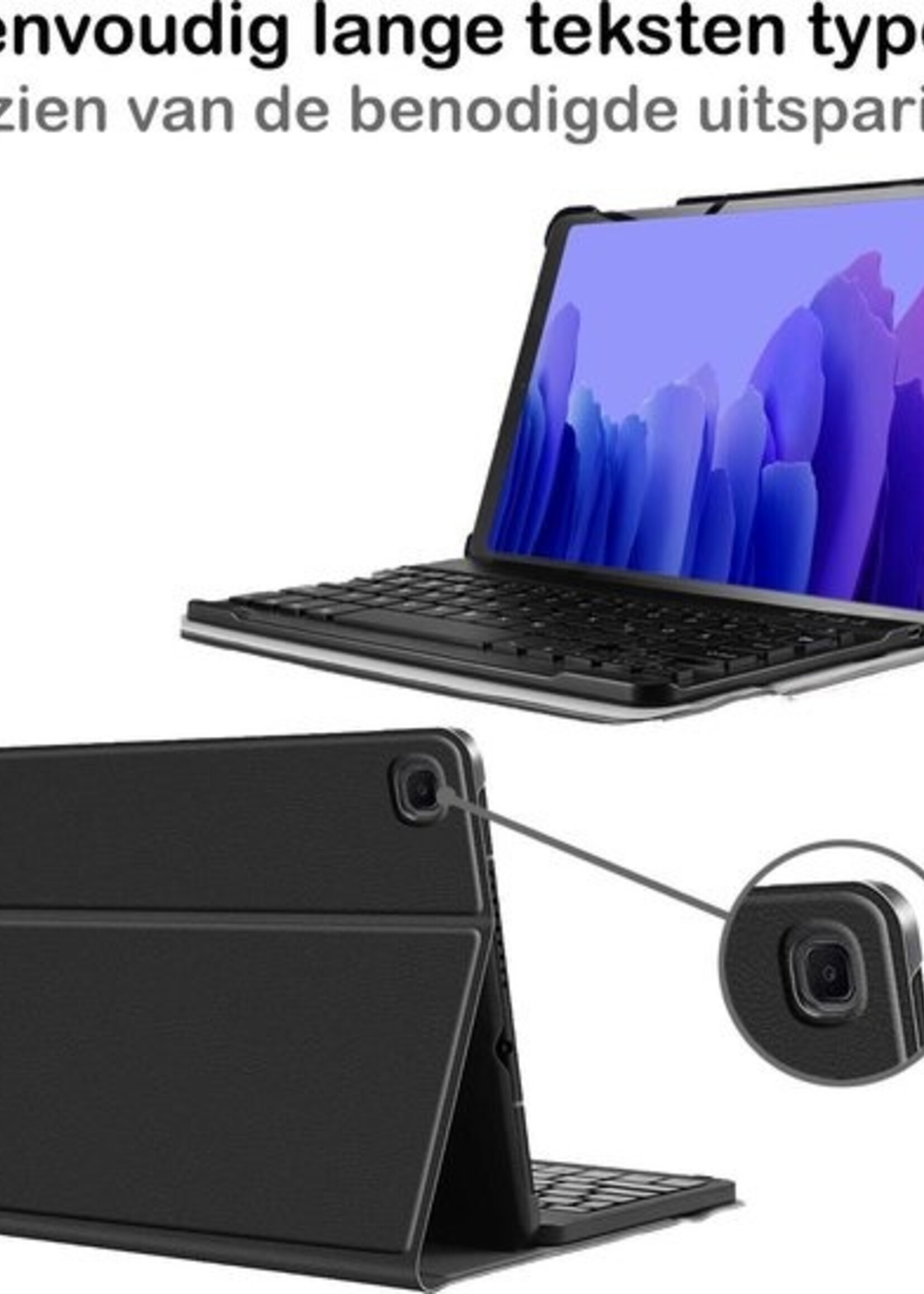 BTH Hoes Geschikt voor Samsung Galaxy Tab A7 Hoes Toetsenbord Hoesje Keyboard Case Cover Met Screenprotector - Hoesje Geschikt voor Samsung Tab A7 Hoes Toetsenbord Case - Zwart
