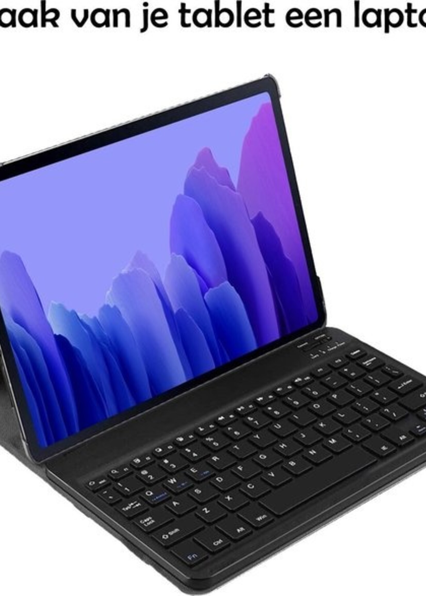 BTH Hoes Geschikt voor Samsung Galaxy Tab A7 Hoes Toetsenbord Hoesje Keyboard Case Cover Met Screenprotector - Hoesje Geschikt voor Samsung Tab A7 Hoes Toetsenbord Case - Zwart