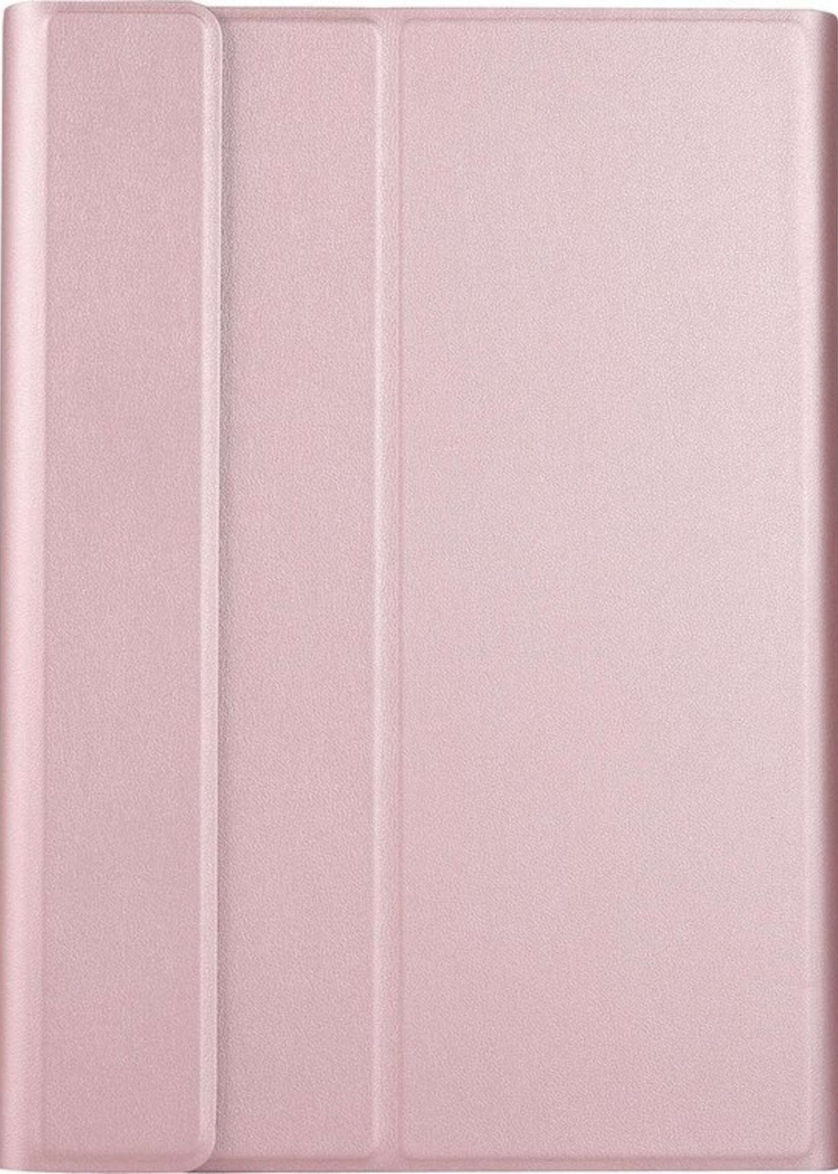 BTH Hoes Geschikt voor Samsung Galaxy Tab A7 Hoes Toetsenbord Hoesje Keyboard Case Cover Met Screenprotector - Hoesje Geschikt voor Samsung Tab A7 Hoes Toetsenbord Case - Rosé goud