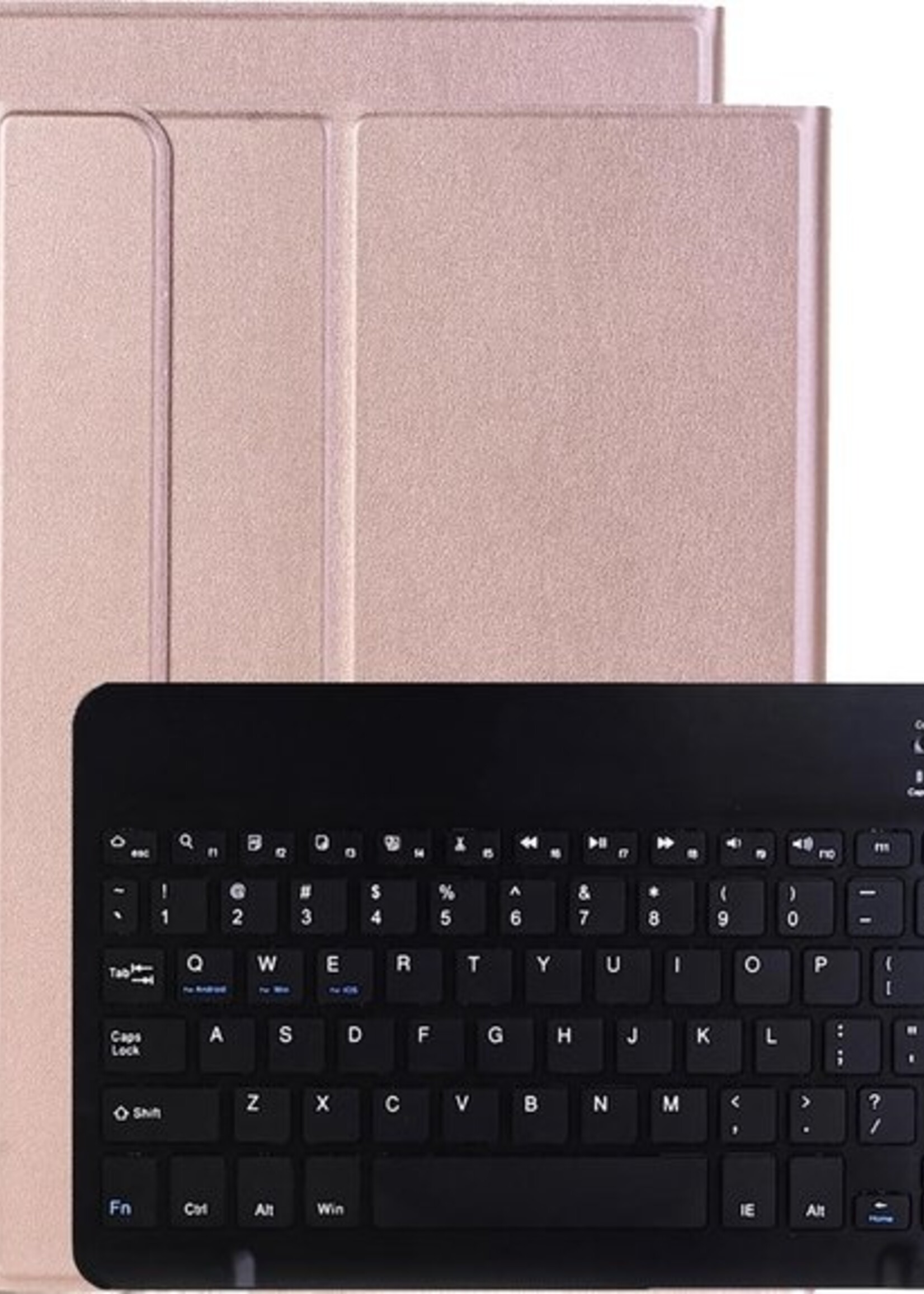 BTH Hoes Geschikt voor Samsung Galaxy Tab A7 Hoes Toetsenbord Hoesje Keyboard Case Cover Met Screenprotector - Hoesje Geschikt voor Samsung Tab A7 Hoes Toetsenbord Case - Rosé goud