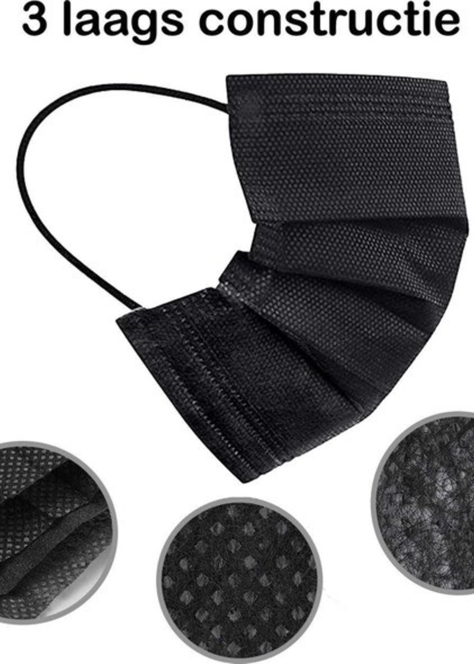BTH Mondkapje Wegwerp Zwart Mondmasker Mondkapje Wegwerp Mondkapjes Niet Medisch Universeel - 1x