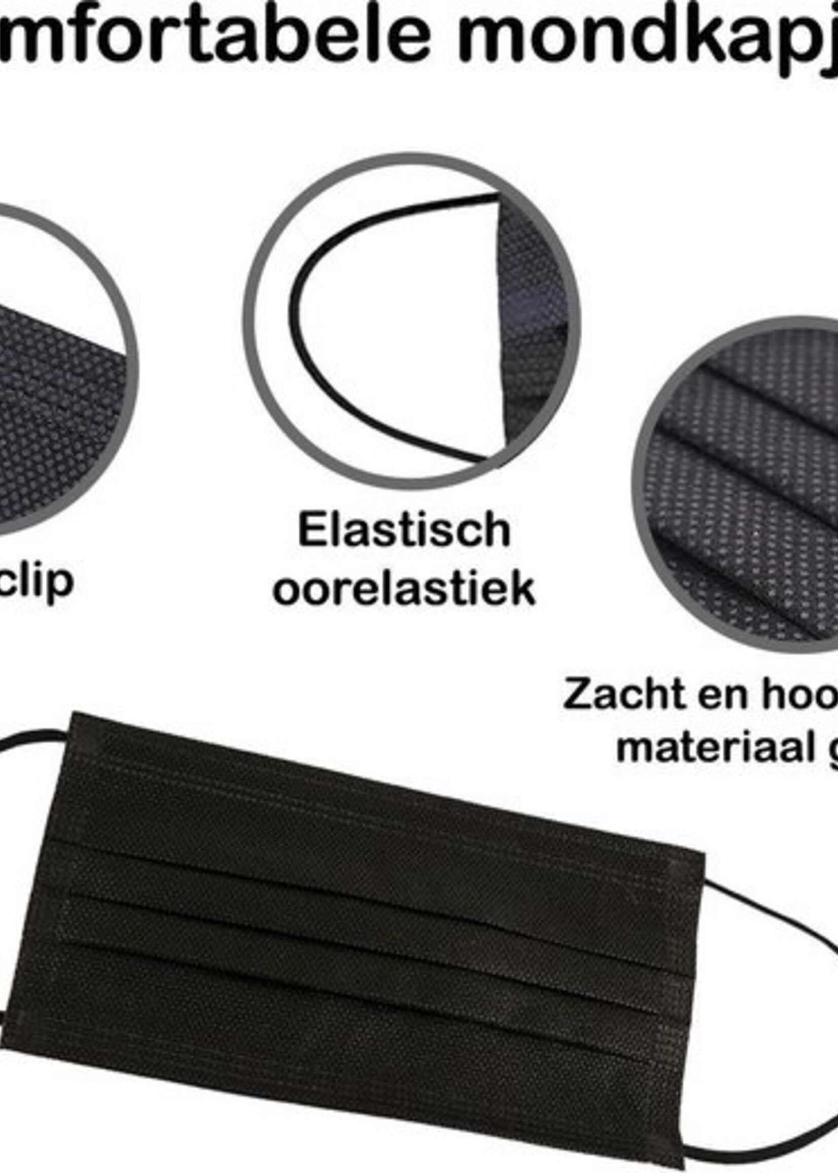 BTH Mondkapje Wegwerp Zwart Mondmasker Mondkapje Wegwerp Mondkapjes Niet Medisch Universeel - 1x