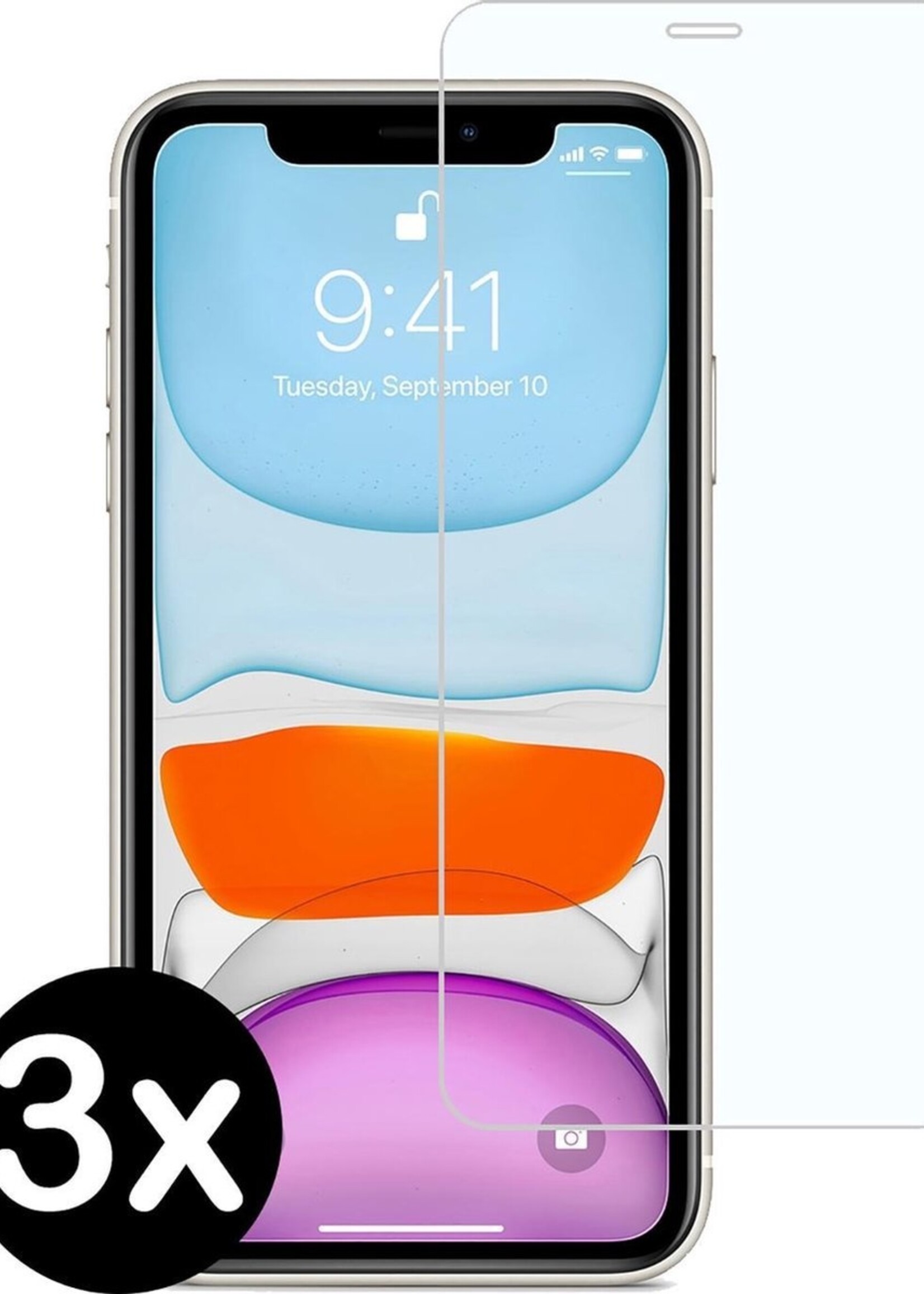 BTH Screenprotector Geschikt voor iPhone 11 Screenprotector Glas Gehard Met Dichte Notch - Screenprotector Geschikt voor iPhone 11 Screen Protector Glas Tempered Glass - 3 PACK