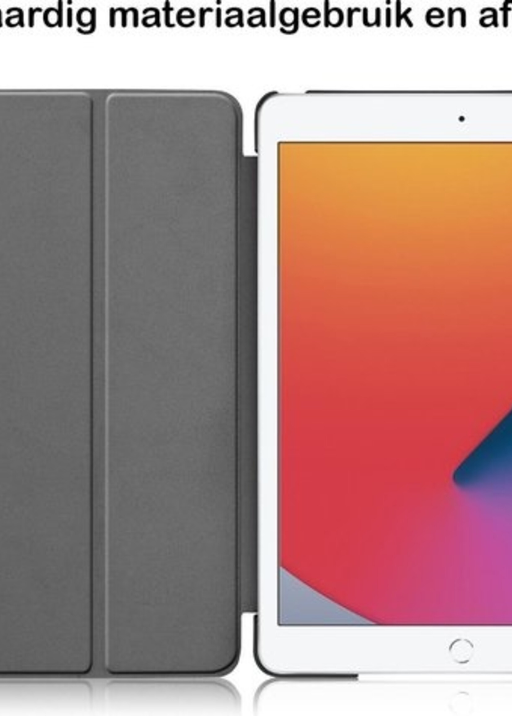 BTH Hoes Geschikt voor iPad 10.2 2020 Hoes Book Case Hoesje Trifold Cover - Hoesje Geschikt voor iPad 8 Hoesje Bookcase - Goud