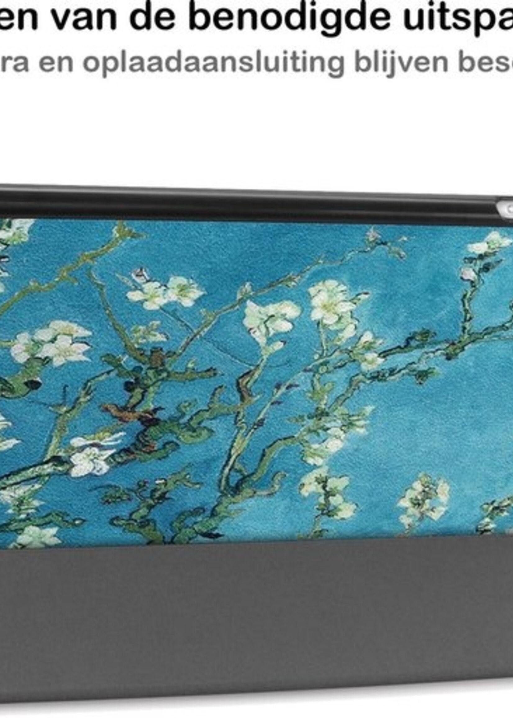 BTH Hoes Geschikt voor iPad 10.2 2020 Hoes Book Case Hoesje Trifold Cover - Hoesje Geschikt voor iPad 8 Hoesje Bookcase - Bloesem